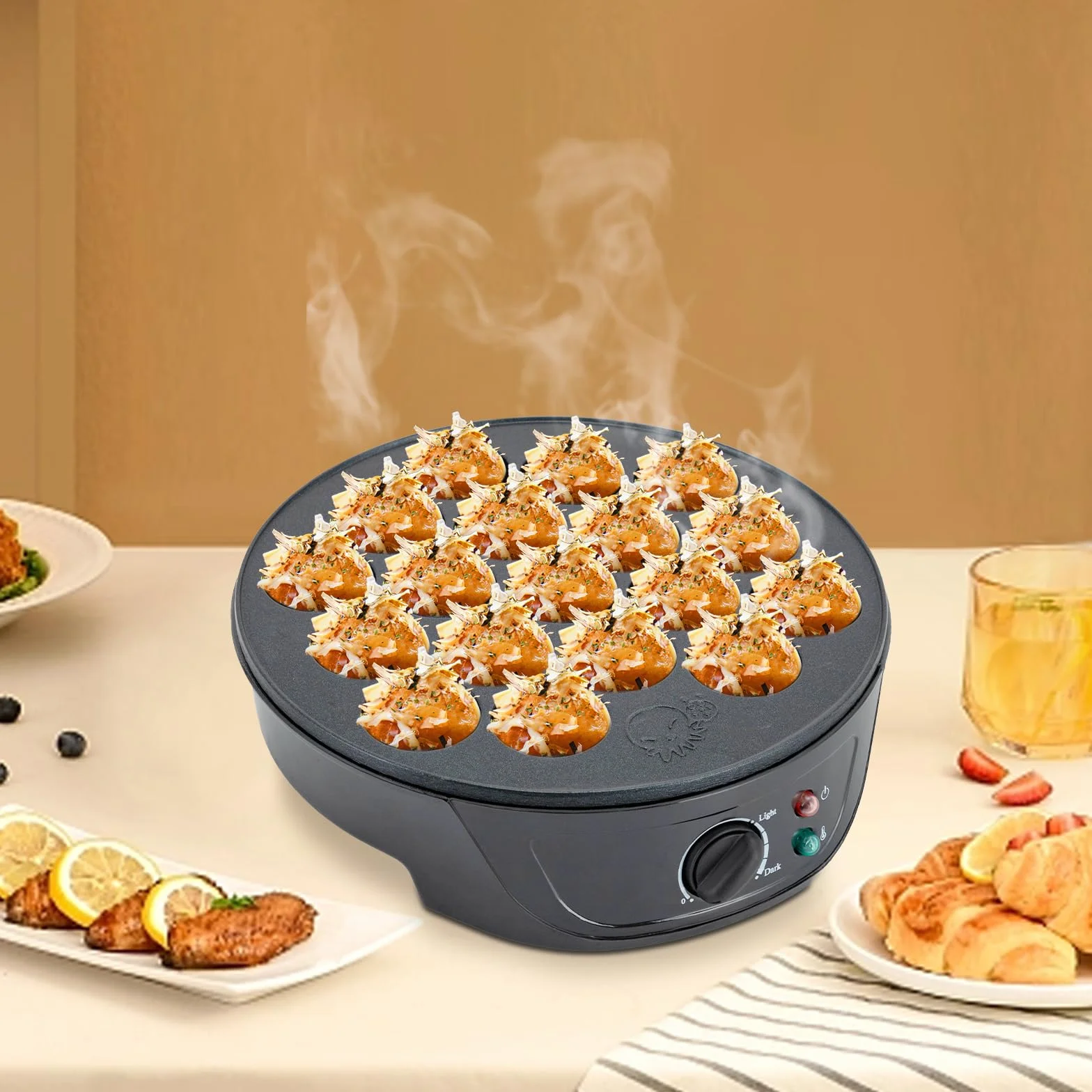 Takoyaki Elektrische Maschine 18-Loch für Takoyaki Bälle Takoyaki Grill Tablett kann Früchte Schokolade Eier Teig Würstchen Schwarz 750W