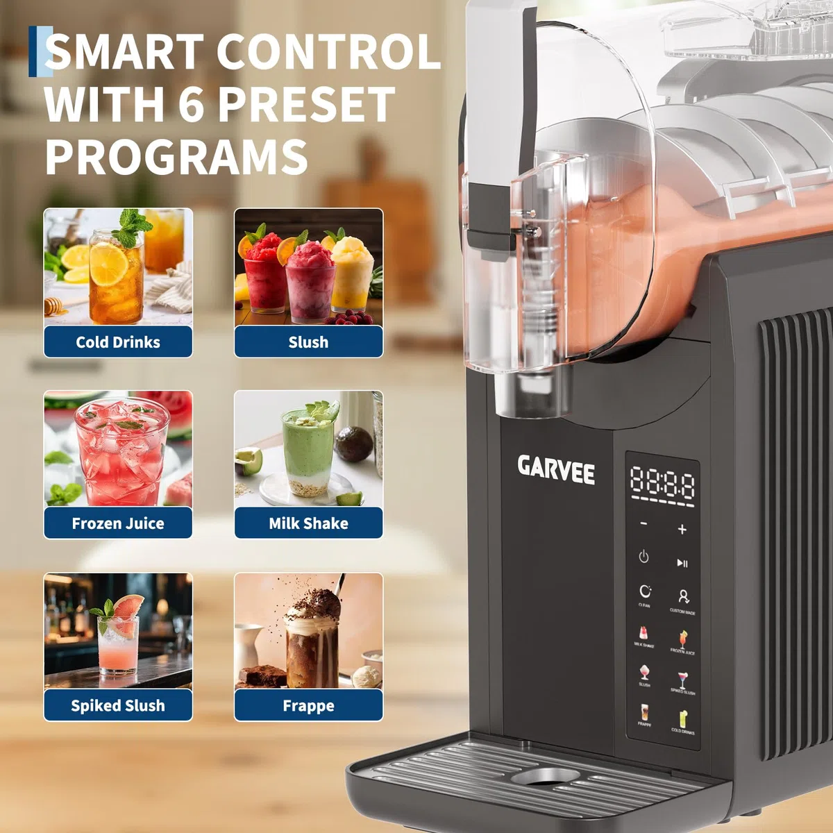 Slush Maschine, 6-in-1 Slush Ice Maker,2 l, 7 Smarten Programma, Softeismaschine Für Zuhause, Automatische Reinigung, Eismaschine Slush Für Slushie, Milchshake, Frappé, Wein, Cocktail Maschine,Schwarz