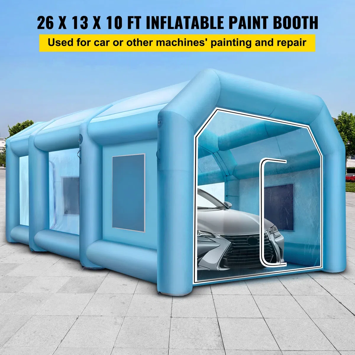 VEVOR Aufblasbares Zelt Spritzkabinenzelt 8 x 4 x 3 m 210D Oxford-Gewebe 2 Gebläse