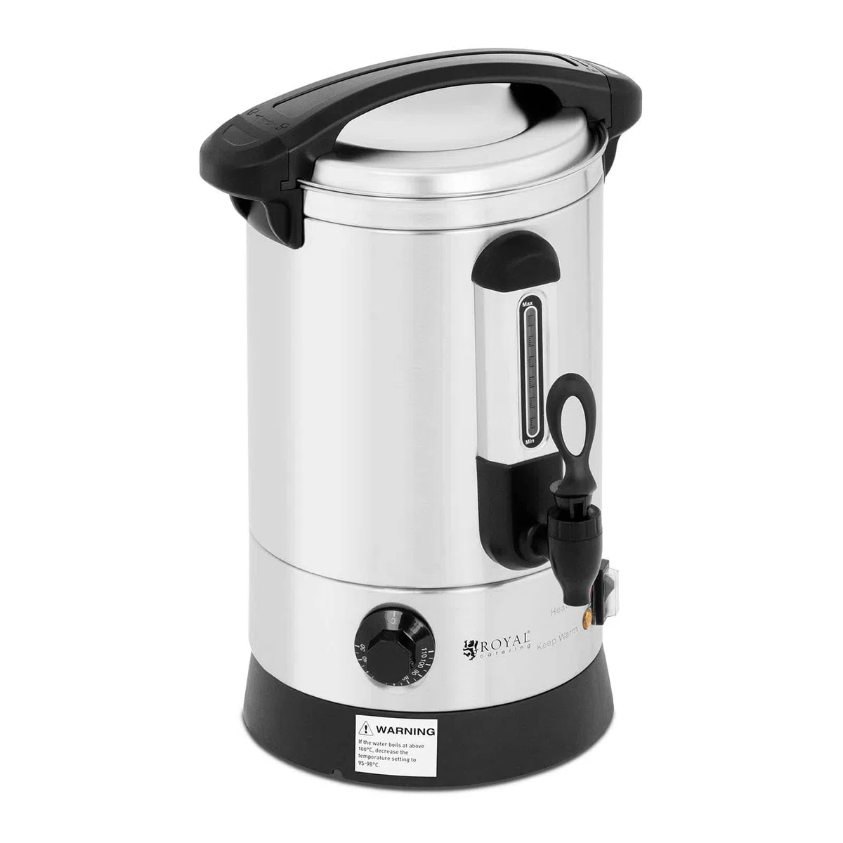 Royal Catering RC-WBDW6 Glühweinkocher 6,5 L doppelwandig 1500 W Edelstahl Heißgetränkeautomat Füllstandanzeige Teemaschine Glühweintopf Glühweinkessel Heißgetränkespender Wasserkocher