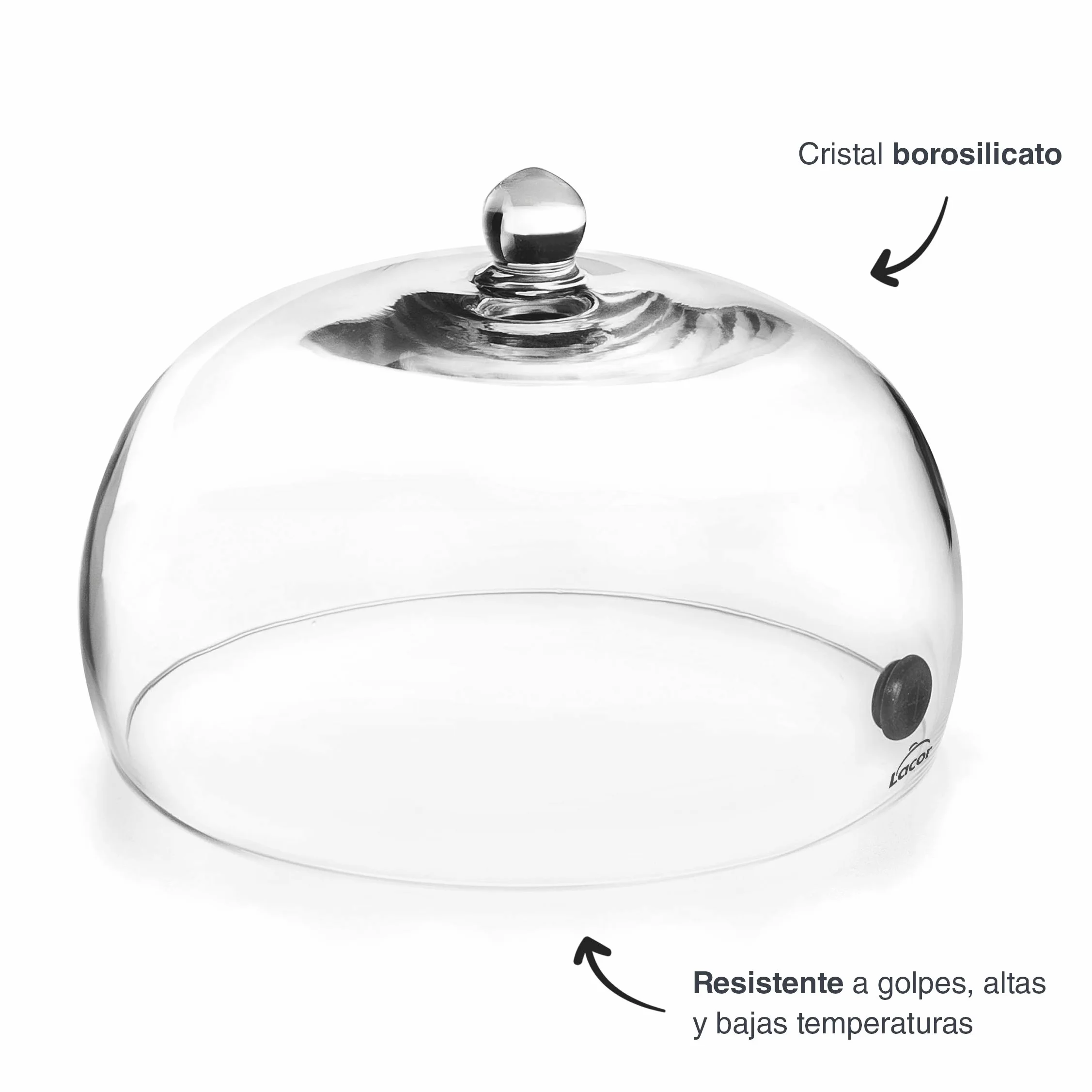 LACOR 61817 | Dunstabzugshaube für Magic Smoker | Glasdeckel mit Ventil | ermöglicht das Eindringen, Dampf und Aromen zum Räuchern und Aromatisieren von Lebensmitteln | Ø 25 x 14 cm, Glas