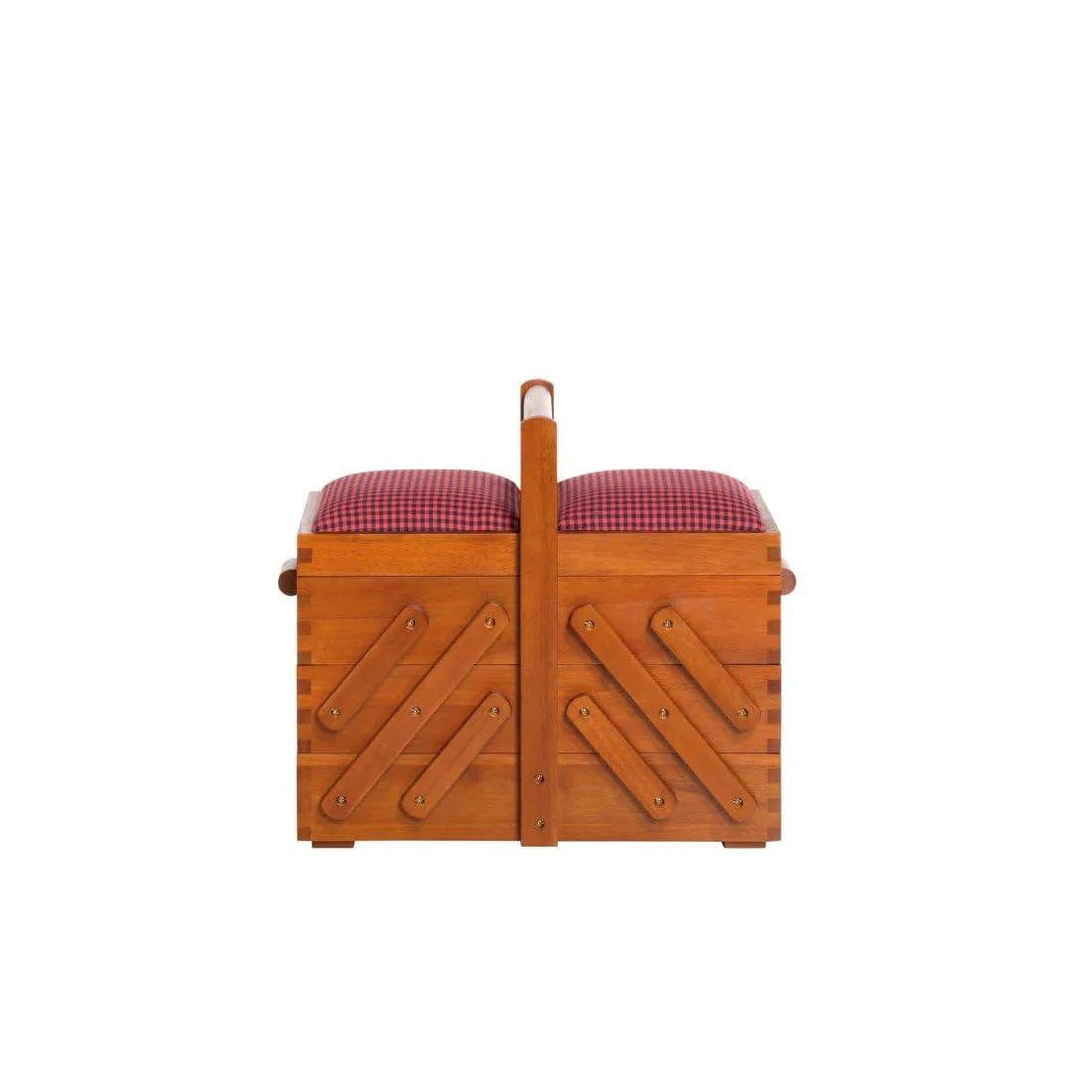 Prym 612550 Nähkasten/Nähkästchen aus dunklem Holz, mit Stoff, Braun