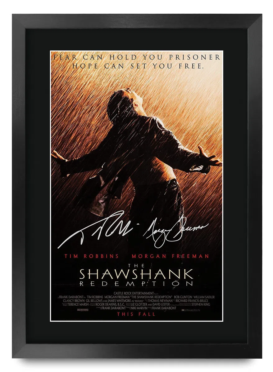 HWC Trading The Shawshank Redemption A3 Gerahmte Signiert Gedruckt Autogramme Bild Druck-Fotoanzeige Geschenk Für Tim Robbins Morgan Freeman Filmfans