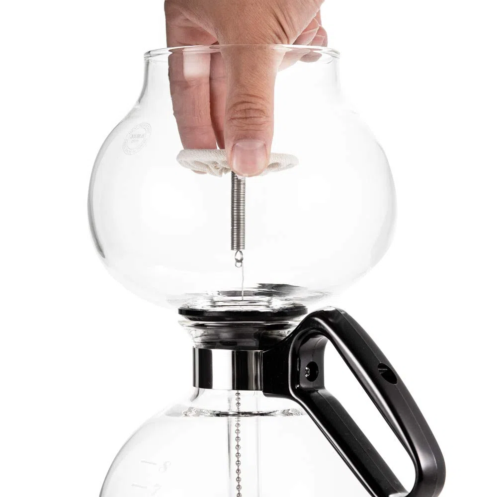 Yama Glass Herdplatten-Siphon Kaffeemaschine I Hitzebeständige Glas-Vakuumkaraffe I Siphonbrauer für Gas-und Elektro-Rangetops I inkl. wiederverwendbarem, waschbarem Stofffilter, farblos, 32oz (8 cup)