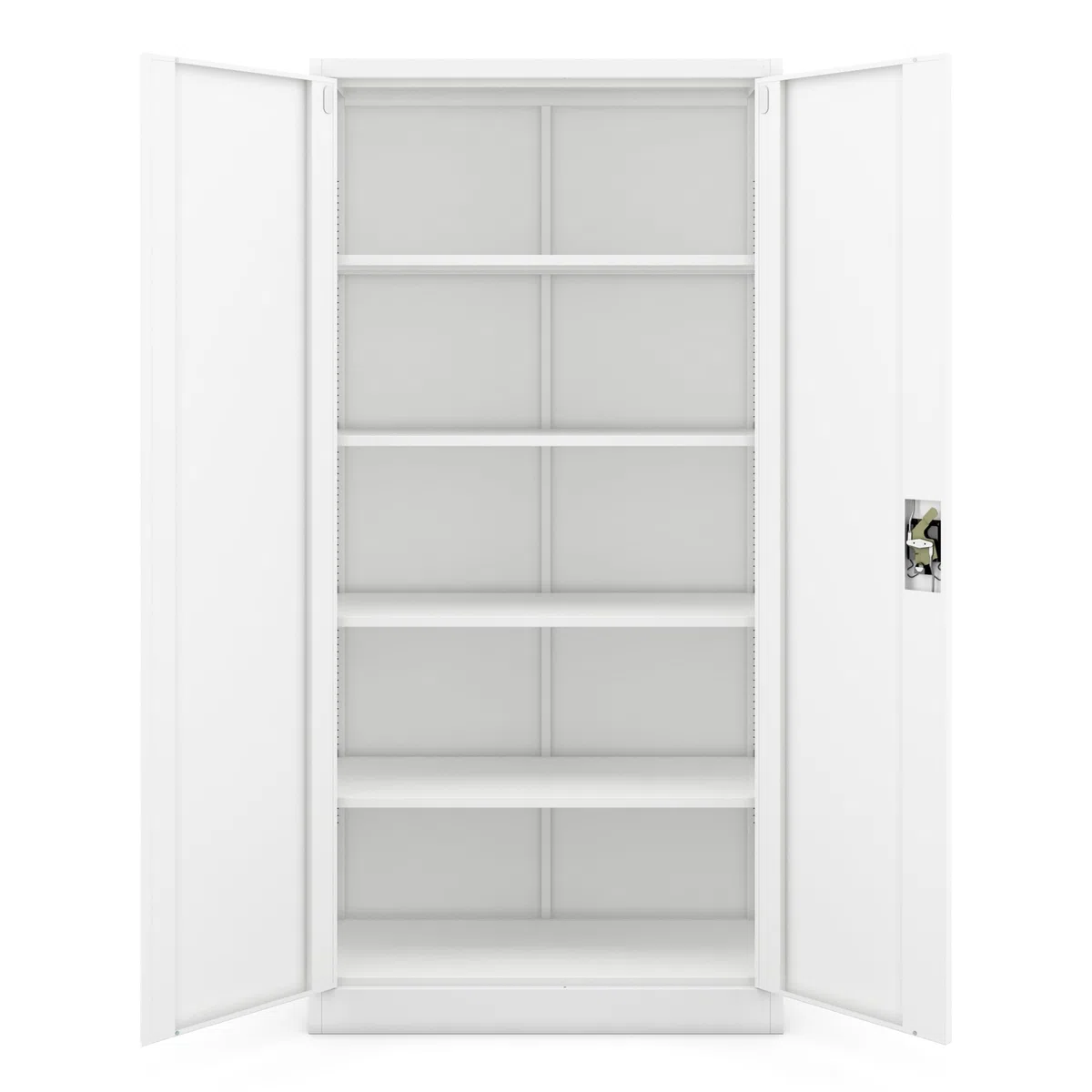 Jan Nowak Metallschrank Jan 185 x 90 x 40 cm - Metall Aktenschrank Abschließbar mit 2 Türen, Mehrzweckschrank mit 5 Ebenen, Büroschrank aus Stahlschrank mit Pulverbeschichtung - Weiß