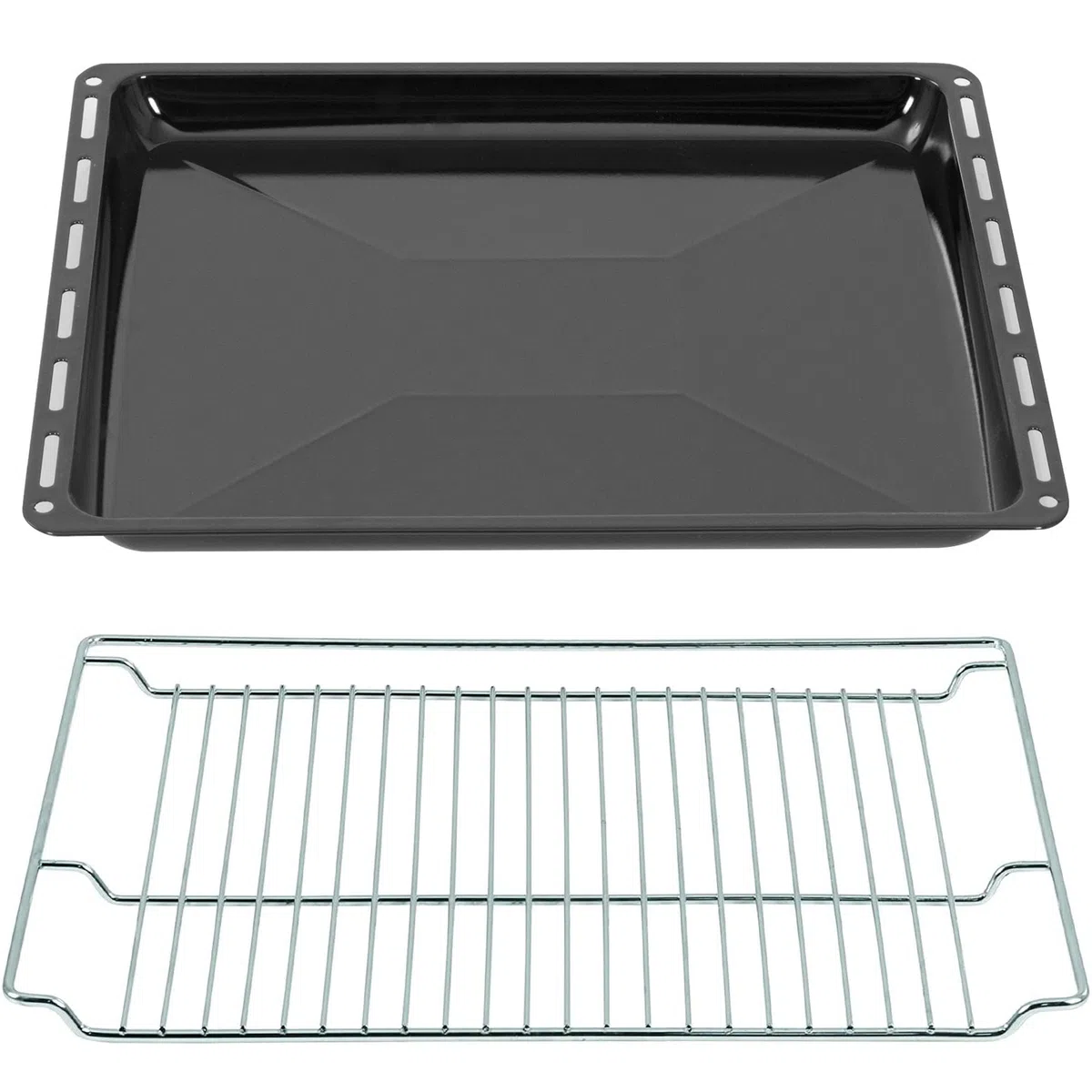 ICQN Backblech Gitter Set 46,5 × 37 × 3 cm, Kompatibel mit Siemens, Bosch, Beko, Constructa, Neff & Amica, Emaillierte Backbleche für Backofen & Herd