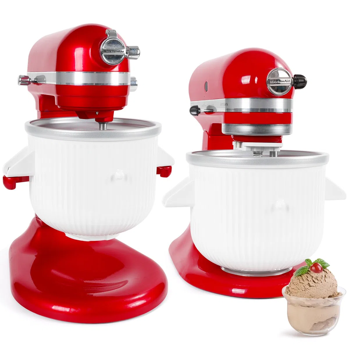 Gdrtwwh Eismaschine Aufsatz für Kitchenaid Standmixer, Eismaschine und Sorbet Gelato Maker, passend für Kitchenaid 4,3 L und 4.8 L Schüsselheber (spülmaschinenfest)