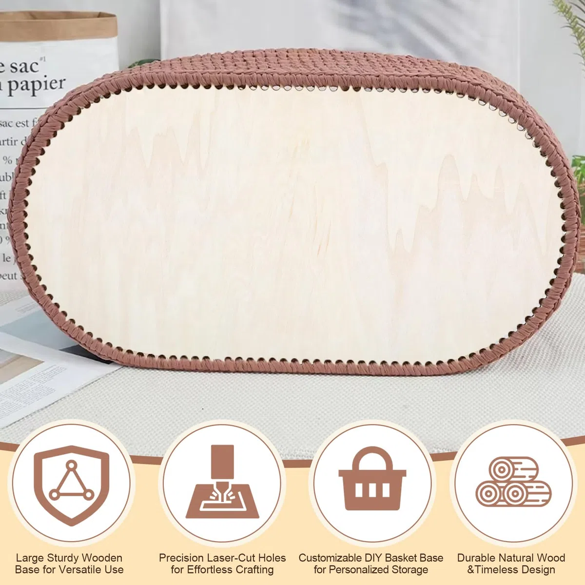 2 Stück Häkeln Korbboden 70x40cm Holzboden für Häkelkorb Holz Basis Häkeln Naturholzkorbboden,Kreis Selfmade Bodenplatte für DIY Korb Webbedarf, Häkeln Korbboden Platte