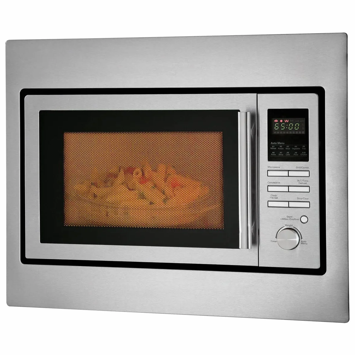 Bomann Einbaumikrowelle mit Grill und Heißluft | 60cm | 900W Mikrowelle | 1100W Grill | 2500W Heißluft | inkl. Grillrost und Drehteller | 25L Einbau Mikrowellengerät | MWG 2216 H EB inox
