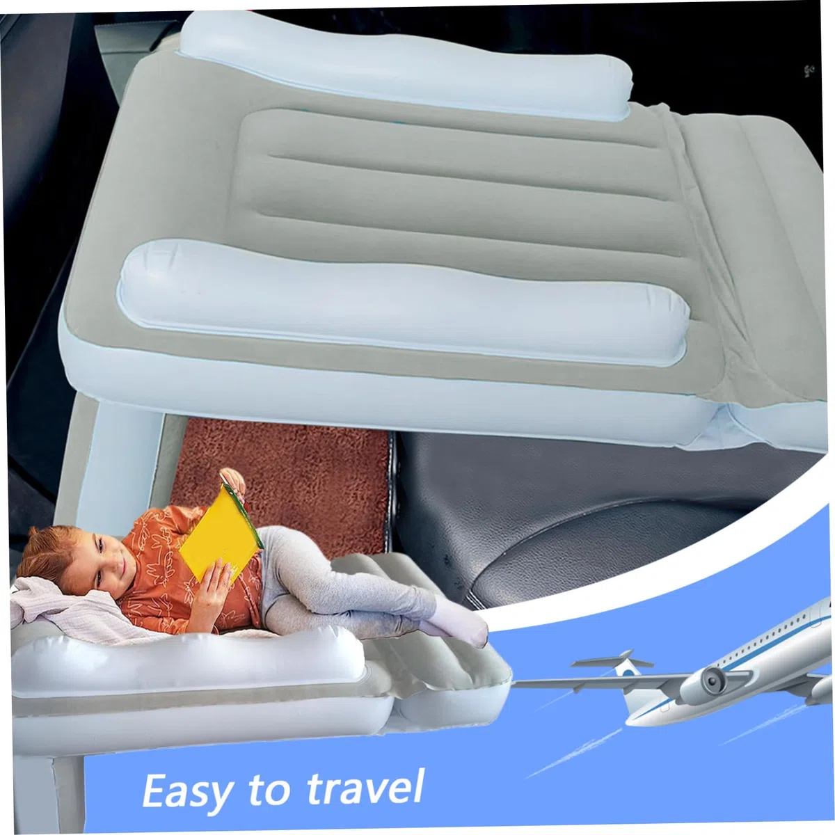 Aufblasbares Flugzeugbett für Kleinkind, tragbare Reisebett Kinderluftbett