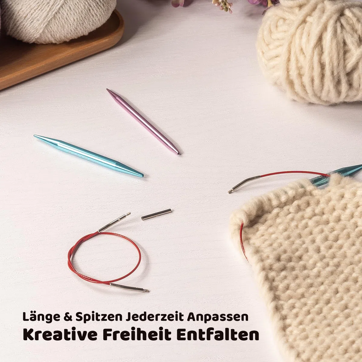 RUIDI Rundstricknadeln Set Austauschbar, 13 Paare mit Etui & Zubehör | Größen 2,75-10 mm, 10 cm glatte Aluminium-Nadelspitzen, 4 flexible Kabel ohne Memory-Effekt für vielseitige Strickprojekte