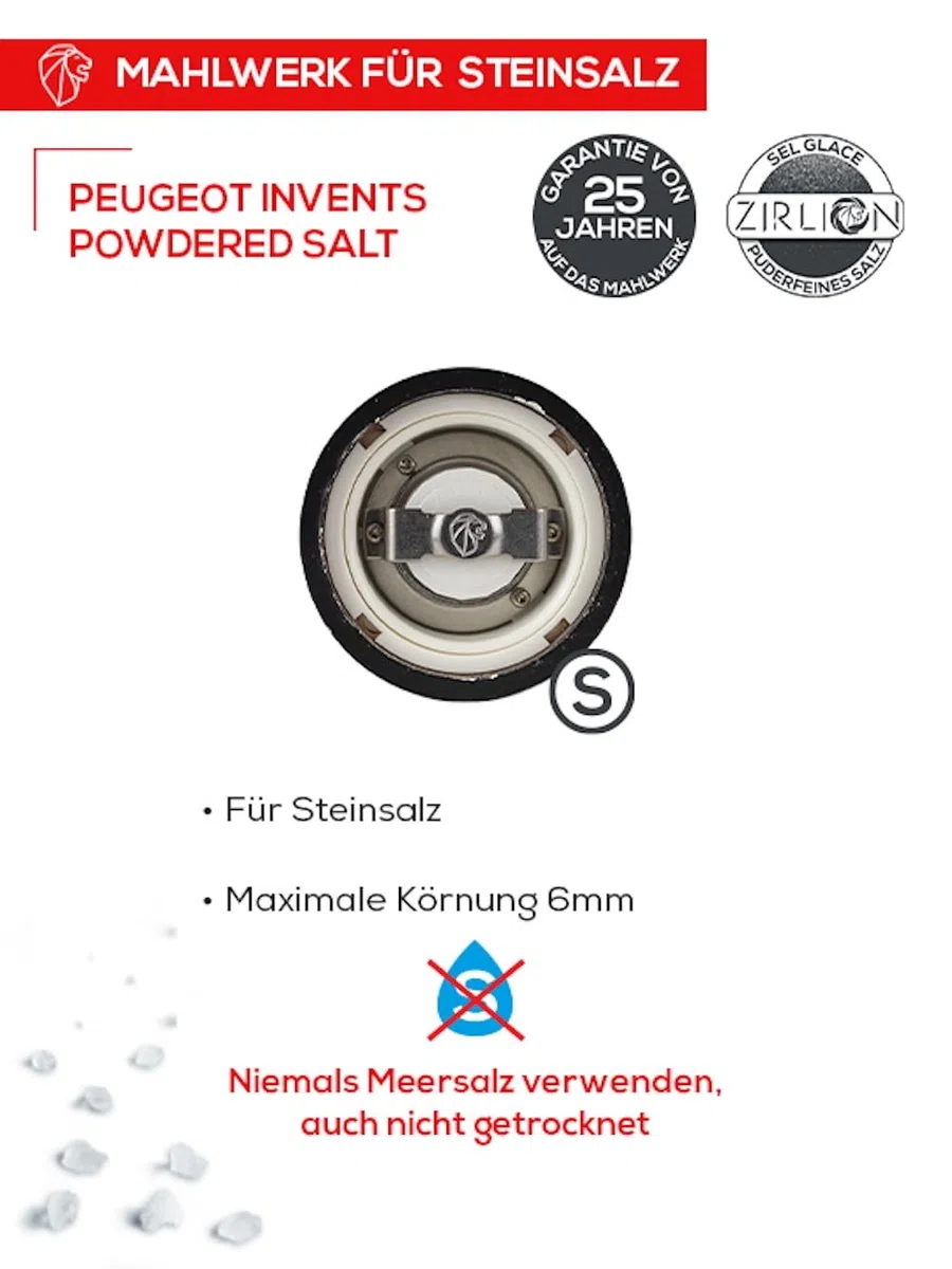 PEUGEOT - Set Line u‘Select 15 cm (Elektrische Pfeffermühle + Salzmühle) - Wiederaufladbar - 6 Mahlgrade - Zirlion-Mahlwerk für pulverfeines Salz - Französisches Know-how - Carbon und Edelstahl