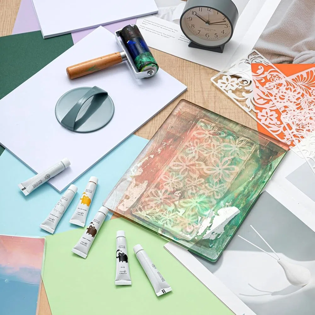 Geldruckplattenkit für Acrylfarben-Abschlussdruck-Druck-Making-Set Einschließlich 8 "X 10", 5 "X 7" Gelatinepapier für Kunst