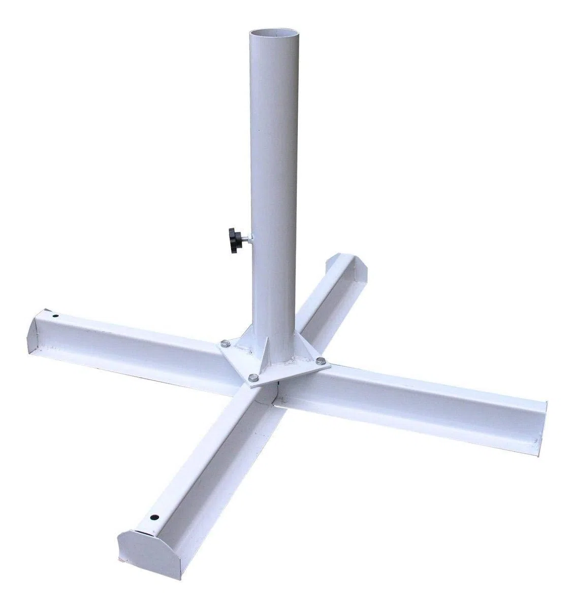 VIS Metallkreuz - Schirmständer sehr platzsparend, äußerst stabil - mit Rohr Ø65,5 mm, für Schirme mit Schirmast 60,00 mm - Verwendung mit 4xBetonplatten 400x400x50 mm, min. je 18 kg (nicht enthalten)