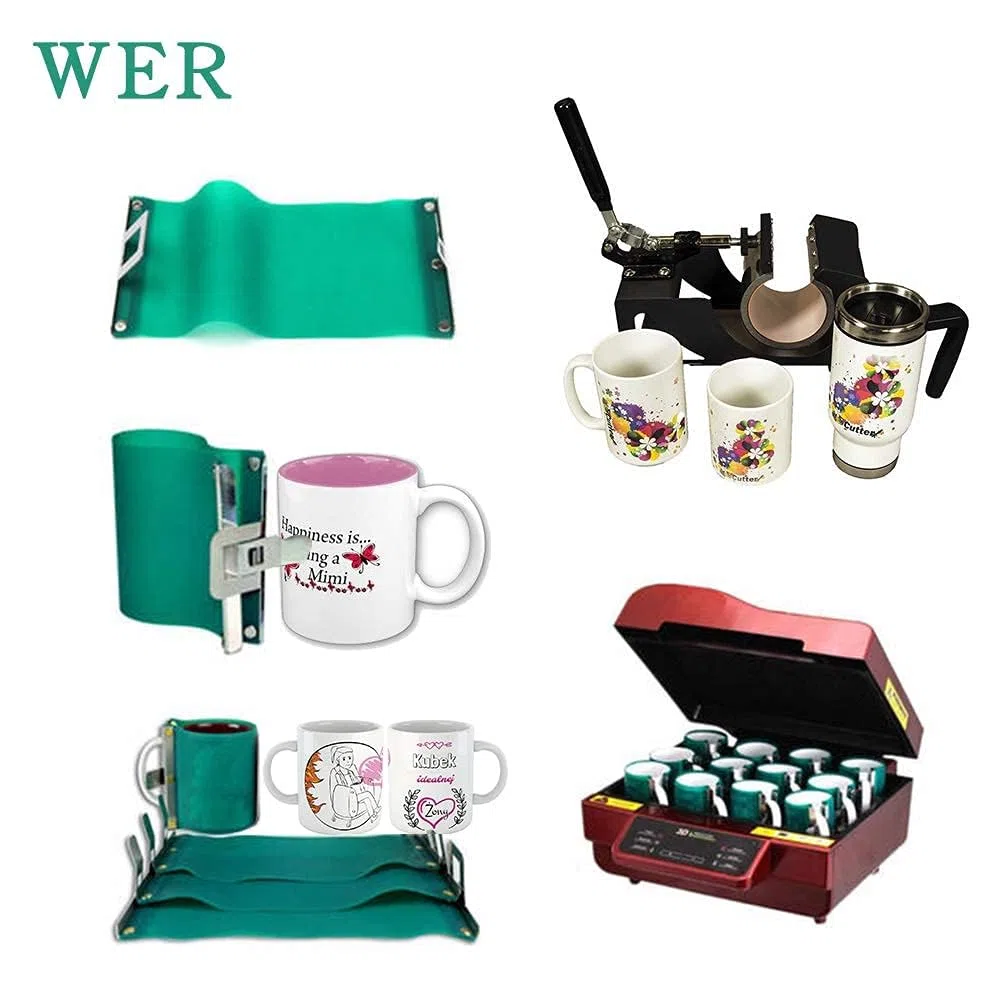 WER Tassenwickel für Sublimation im Ofen, 325 ml, Silikon-Tassenfolie für Becherpresse, 3D-Sublimations-Silikon-Becher-Verpackung, 325 ml, Silikon-Klemmform für Transferdruck, 6 Stück