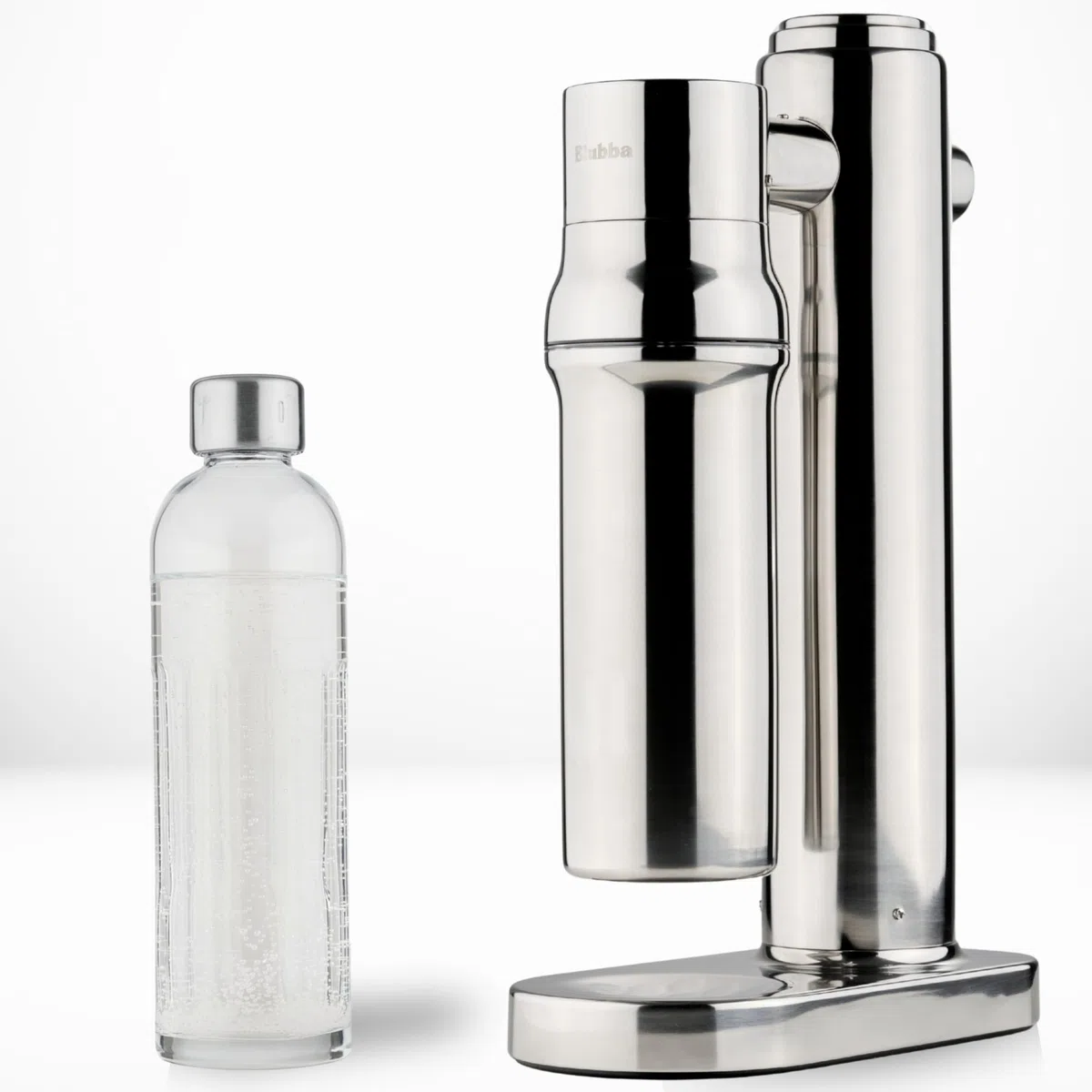 Wassersprudler Edelstahl mit Glasflasche 650 ml – BPA-frei, geschmacksneutral, spülmaschinengeeignet. Edle Sodamaschine für feinperliges Sprudelwasser. Soda Maker.