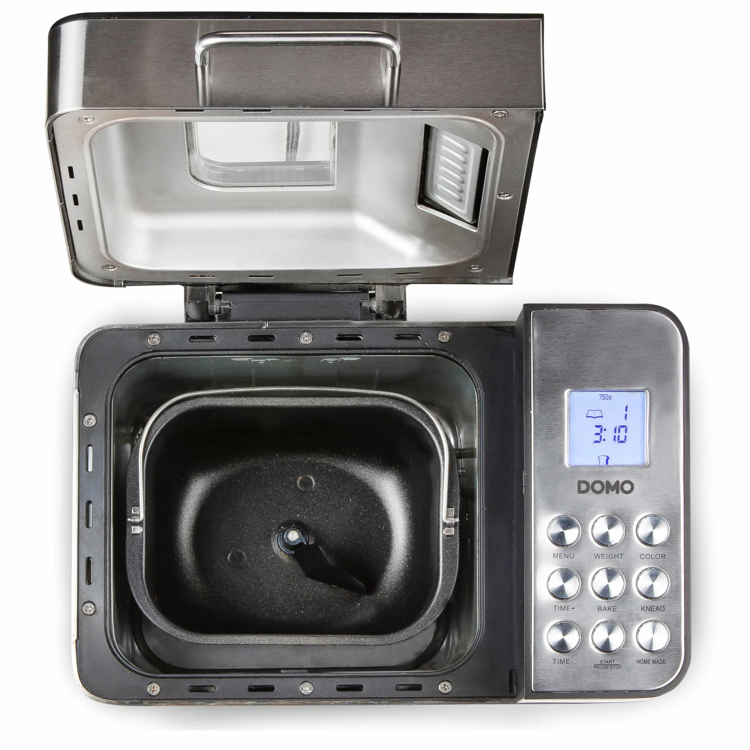 DOMO B3971 Brotbackautomat 500-750-1000gr - 18 Programme - inkl. Dispenser und glutenfreiem Programm Edelstahl
