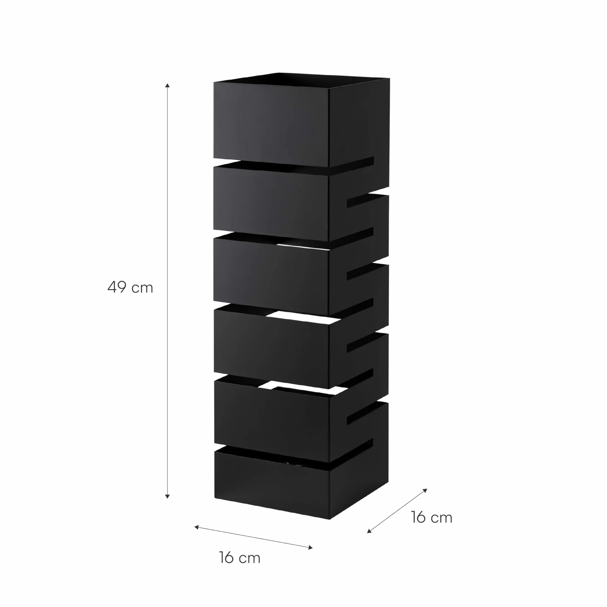 Baroni Home Schirmständer mit modernem Design aus Metall mit geometrischer Schnitzerei - Schirmständer mit Haken und abnehmbarem Auffangfach für Heim- und Bürodekoration, Taupe, 15,5x15,5x49 cm