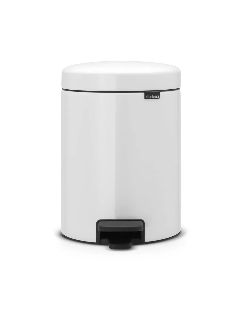 Brabantia Treteimer mit Inneneimer aus Kunststoff, Stahl, 5 Liter, Weiß, 5L