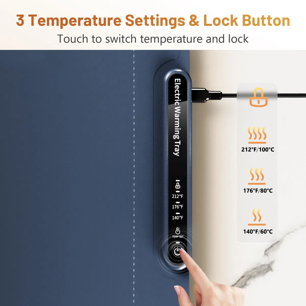 Vinato Warmhalteplatte für Lebensmittel, Tragbare und faltbare Warmhalteplatten, einstellbare Temperaturregelung, Silikon-Warmhalteplatte zum Aufwärmen, Auftauen und Warmhalten von Speisen
