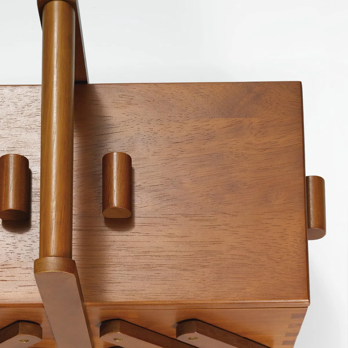 Prym Nähkasten M aus dunklem Kautschukholz 36x28x19 cm 3-stufige Holzbox Ziehharmonika-System