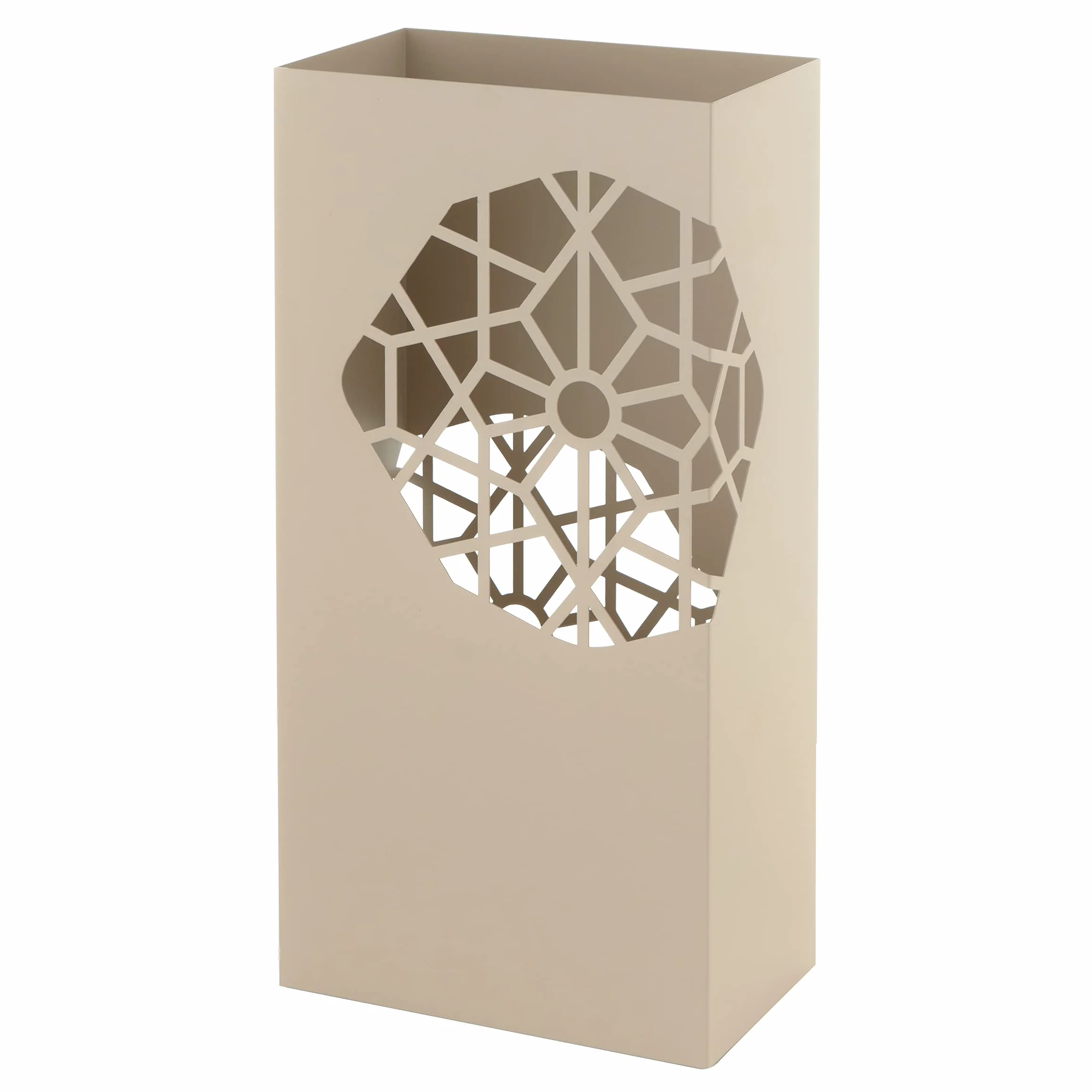 Baroni Home Modernes Design Schirmständer aus Metall, quadratisch, 2 Innenhänger, abnehmbarer Regenwasserschale, Taupengrau, 25x15x50 cm