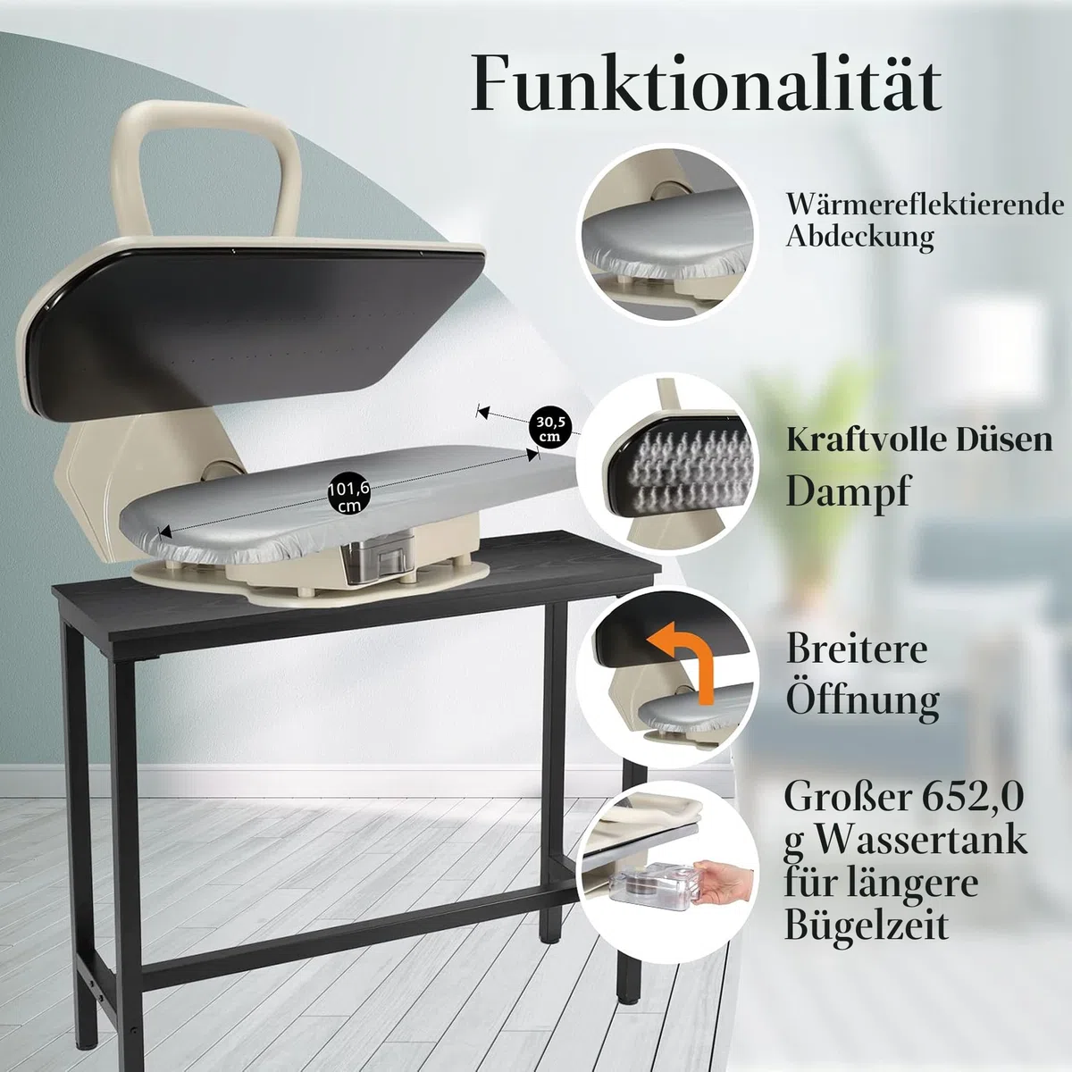 Speedypress Dampfbügelpresse 101HD Heavy Duty Professional 101cm (Kostenloser Aufsatz, Antikalk-Wasserfilter, Ersatzbezug und Schaumstoff-Unterfilz)