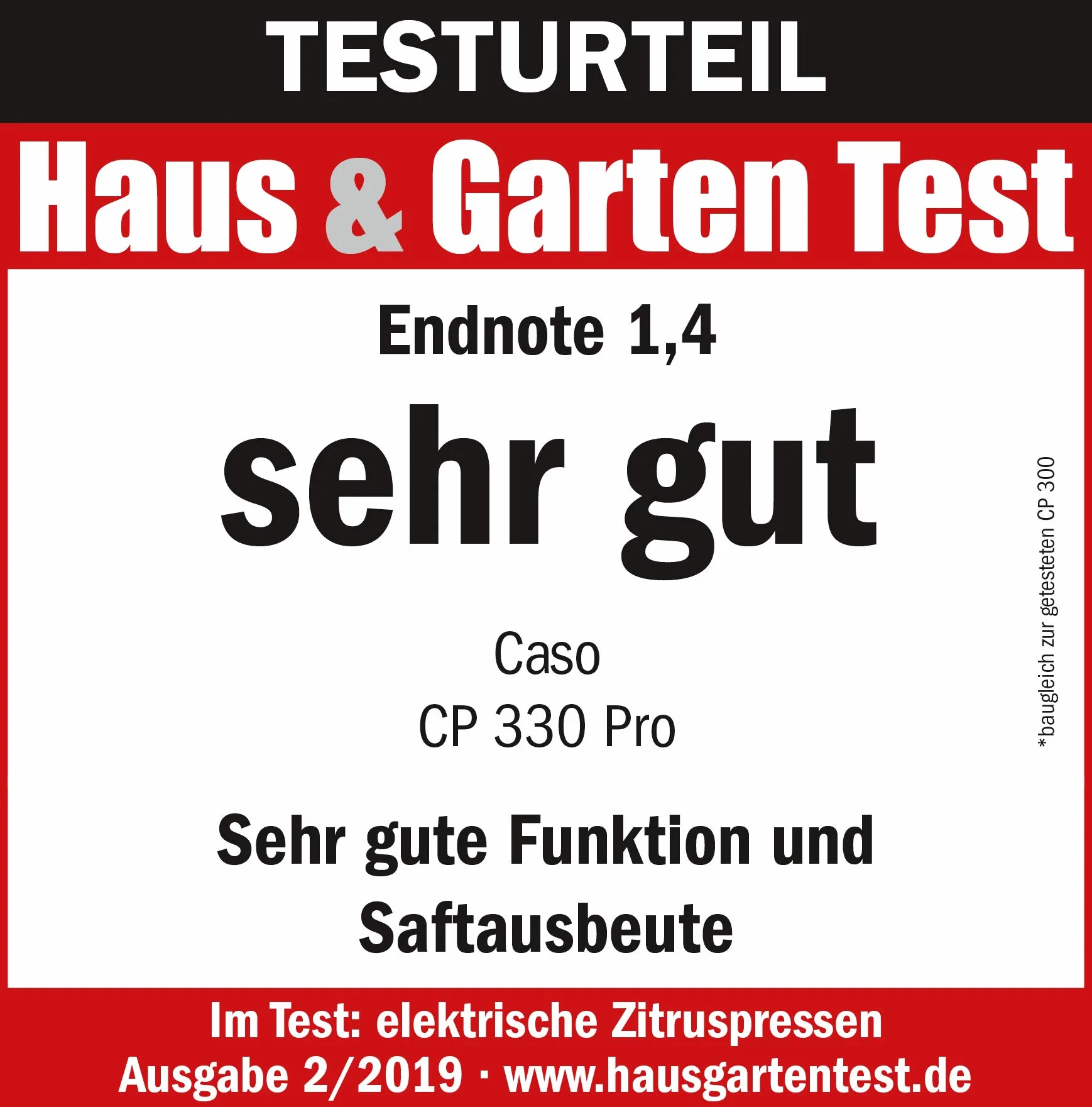 Caso Juicer CP 330 Pro, Testurteil: Sehr Gut, elektrische Zitruspresse mit Universal-Edelstahlkegel, 160 Watt, BPA-Frei, Einzelteile spülmaschinengeeignet