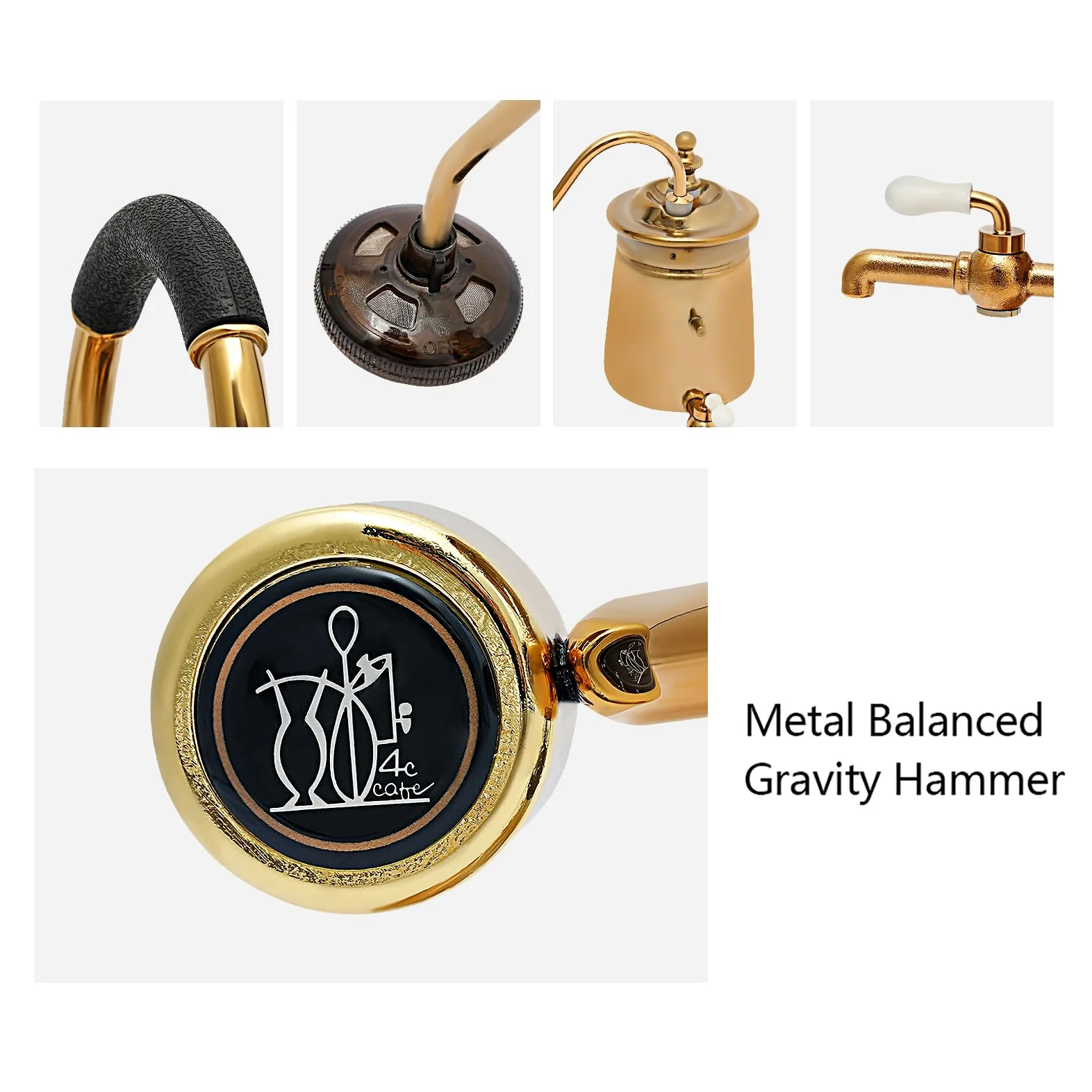 Futchoy Kaffeemaschine Syphon kaffeebereiter aus Edelstahl - Coffee Technia Royal Belgische Kaffeemaschine Vakuum-Kaffeebereiter Tischglas Siphon Topf Siphon (Gold)