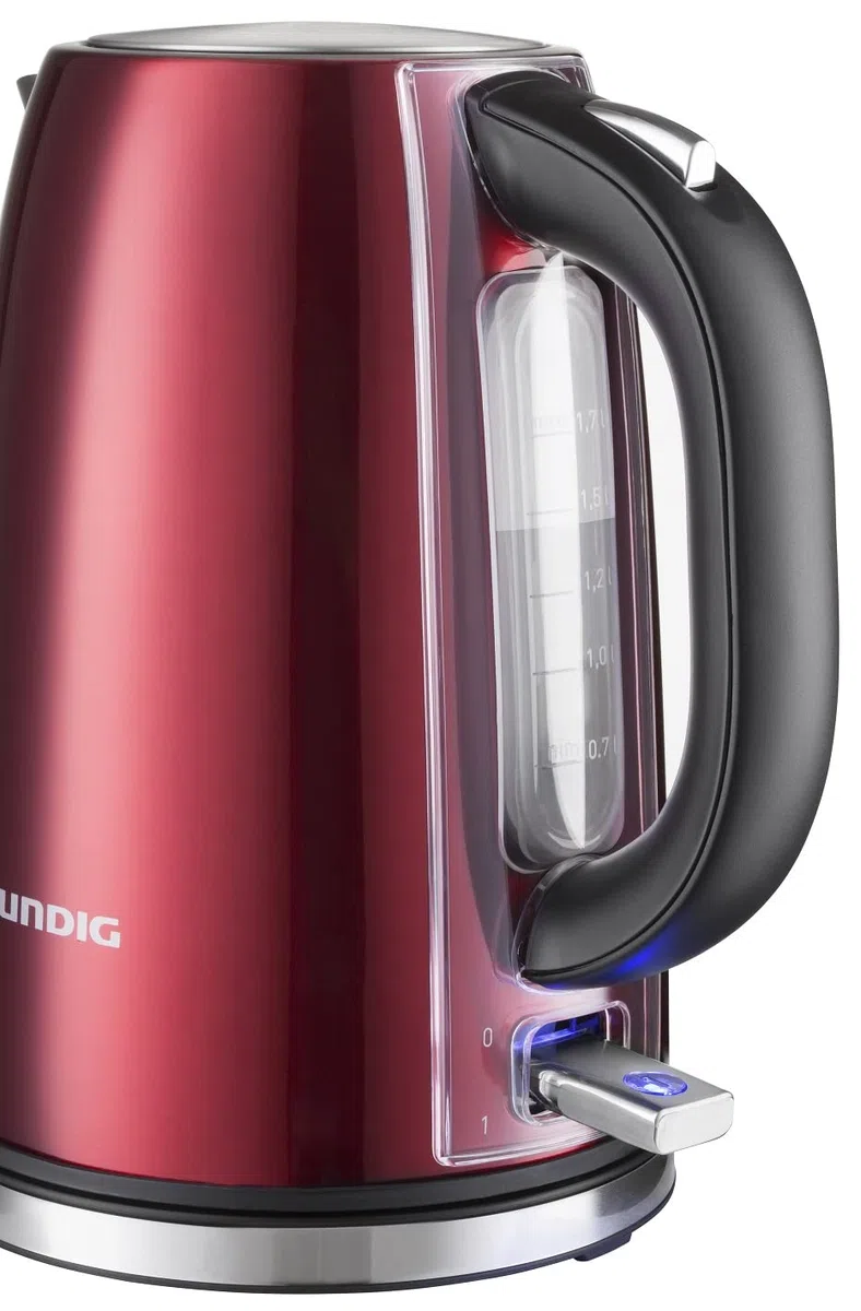 Grundig WK 6330 Wasserkocher, Rot (Metallic), Edelstahl