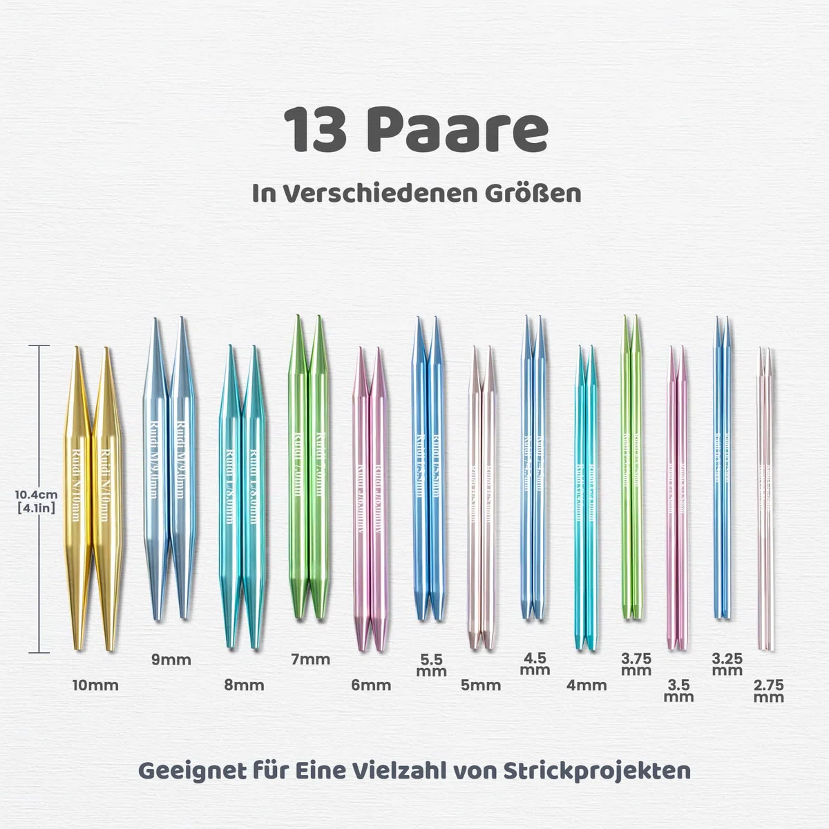 RUIDI Rundstricknadeln Set Austauschbar, 13 Paare mit Etui & Zubehör | Größen 2,75-10 mm, 10 cm glatte Aluminium-Nadelspitzen, 4 flexible Kabel ohne Memory-Effekt für vielseitige Strickprojekte