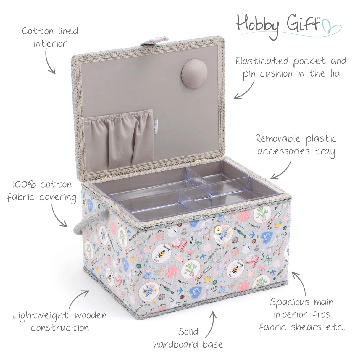 Hobby Gift Exclusive große Aufbewahrungsbox für Näharbeiten, Hausgemacht