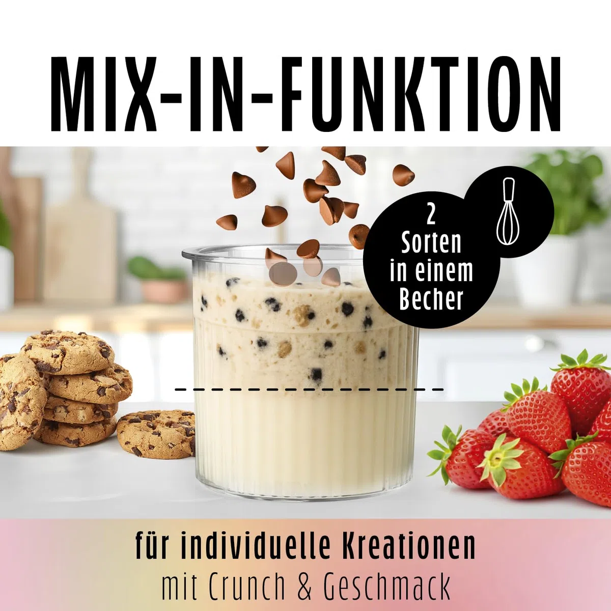 GOURMETmaxx SmoothUp Eismaschine 800 Watt | Eismaschine 10 Programme inkl. Mix-in-Funktion | Eiscreme-Maschine – Slushies & Eiscreme selber machen | Speiseeisbereiter LED Display – 2 Becher inklusive
