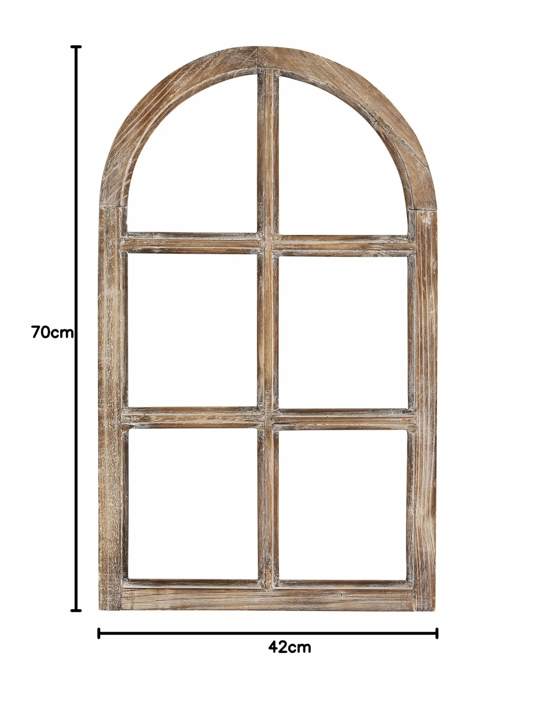 Vintage Living Nostalgie Fensterdeko Holz braun 42x2x70cm Halbrund Washed