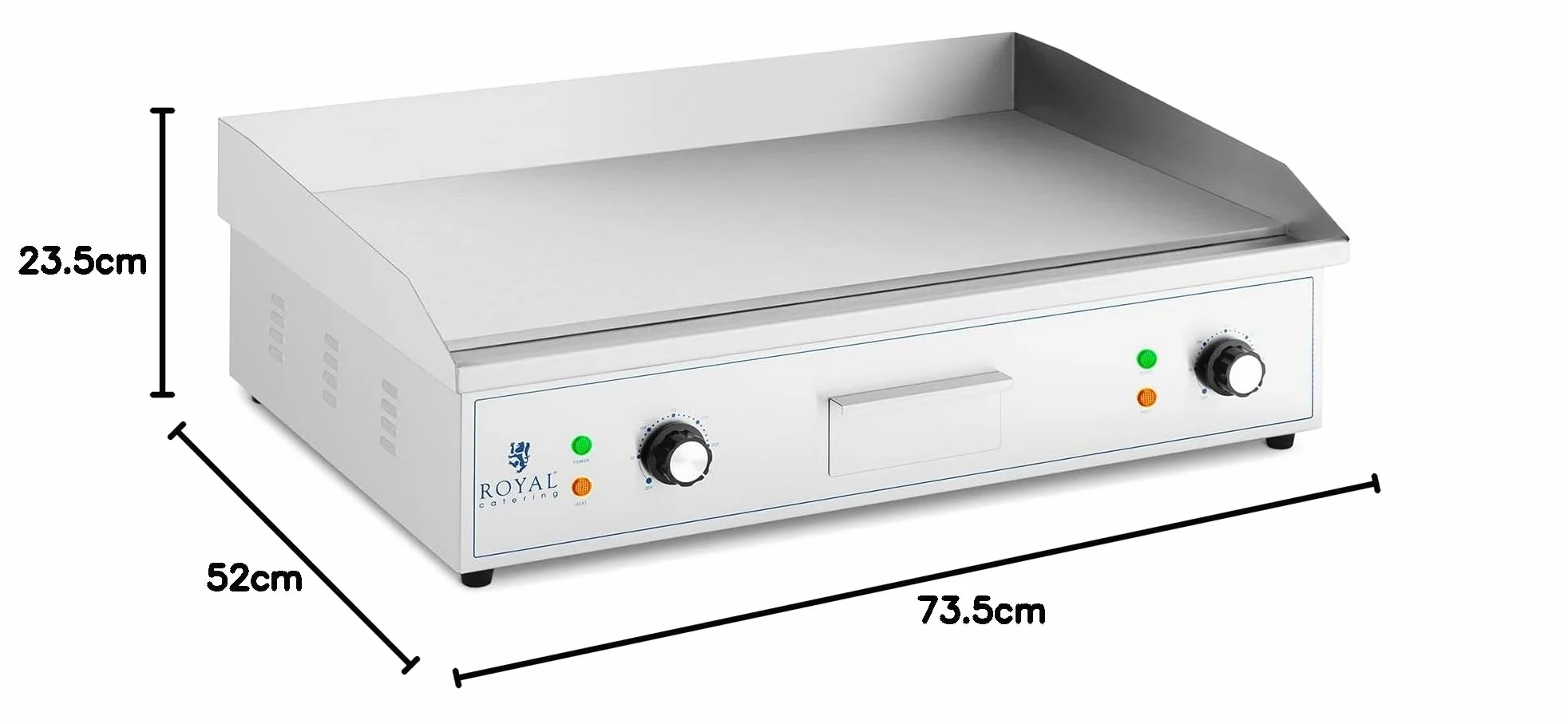 Royal Catering RCPG51-S Elektro Grillplatte 727 x 420 mm glatt 4.400 W Griddleplatte Bratplatte Griddleplatte elektrisch