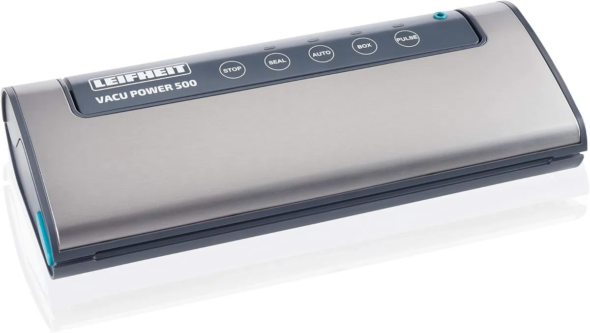 Leifheit Vakuumiergerät Vacu Power 500 Vakuumierer doppelte Schweißnaht Sous-Vide-Garen inkl. 10 Beutel 20x30cm
