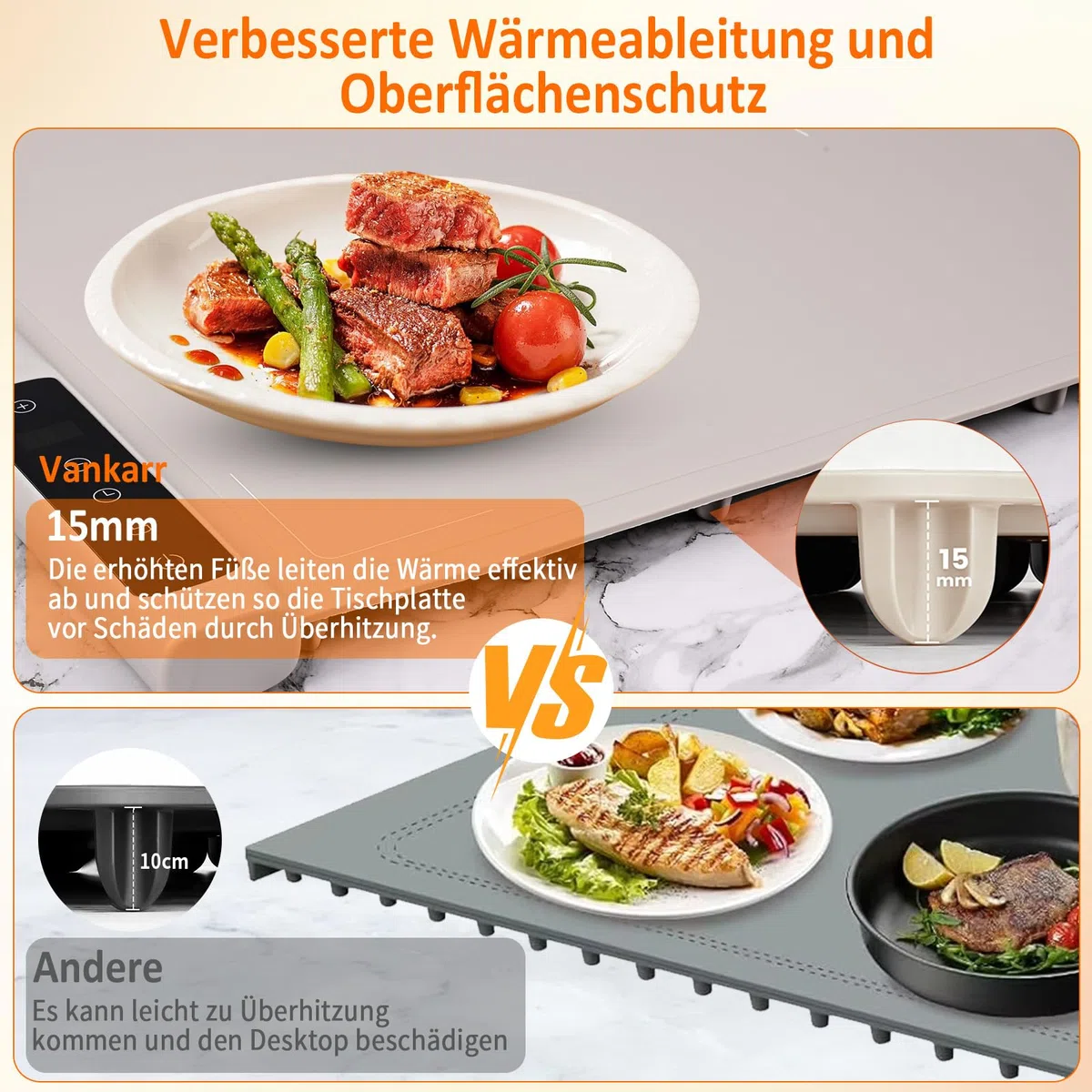 Elektrische Warmhalteplatte für Speisen, 40-120℃ Speisenwärmer Elektrisch Wärmeplatte Essen Faltbare Silikon Warmhaltetablett mit Nano-Silikonmaterial Heizplatte Warm Halten oder Auftauen