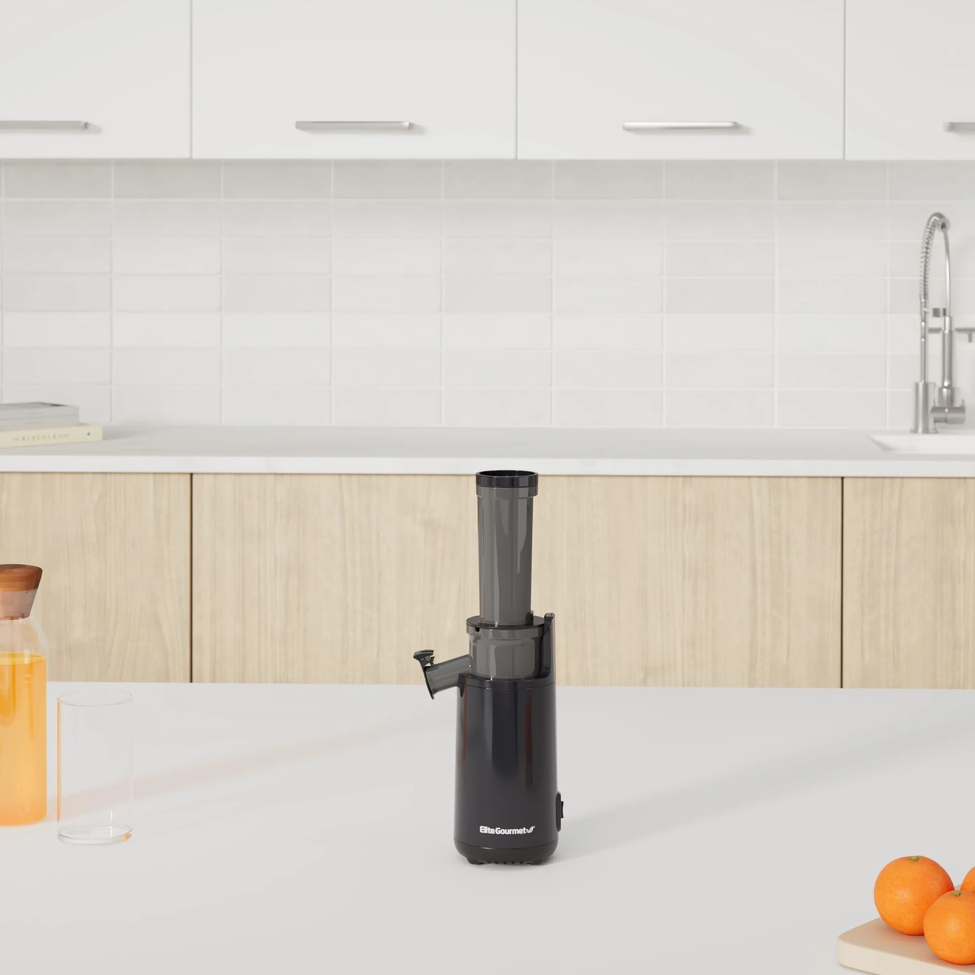 Elite Gourmet EJX600 Kompakter Kau-Entsafter, Kaltpress-Entsafter, nährstoff- und vitaminreich, leicht zu reinigen, 16-Unzen-Saftbecher, Anthrazit