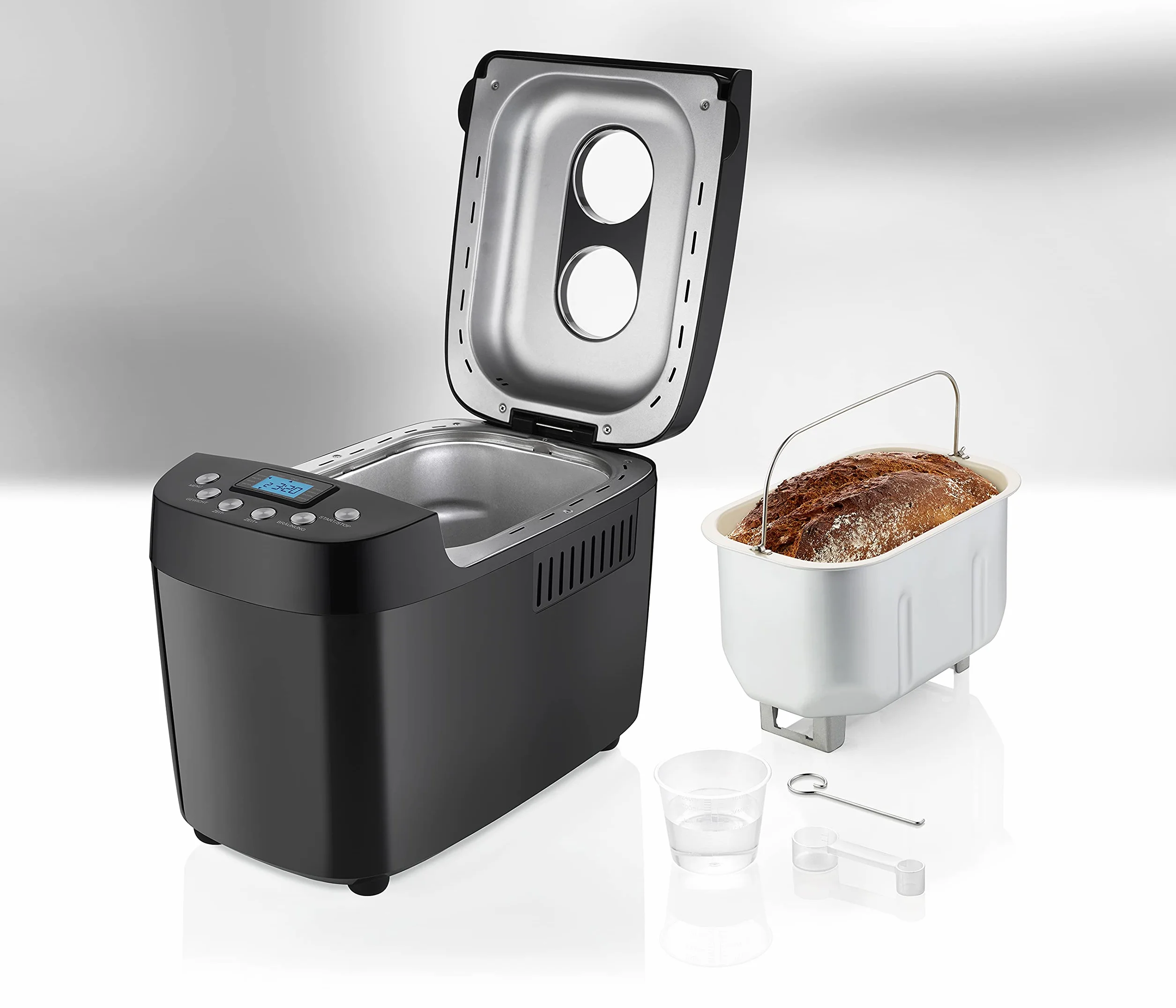 Unold 68525 BACKMEISTER Big Black - Schwarz, für bis zu 1.500g Brot, 15 Programme, auch für glutenfreies Brot, Timerfunktion, Waremhaltefunktion, LCD Display
