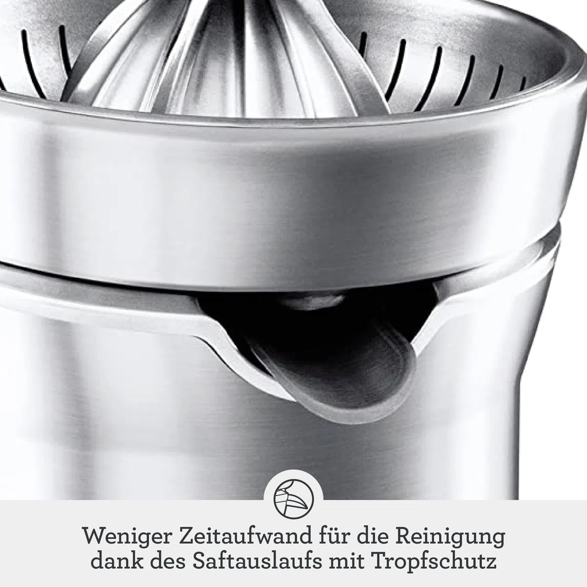 Sage - The Citrus Press Pro - Elektrische Zitruspresse - Saftpresse mit Tropfstopp-Ausguss und Einfach zu Reinigendem Kegel - Gebürstetes Aluminium