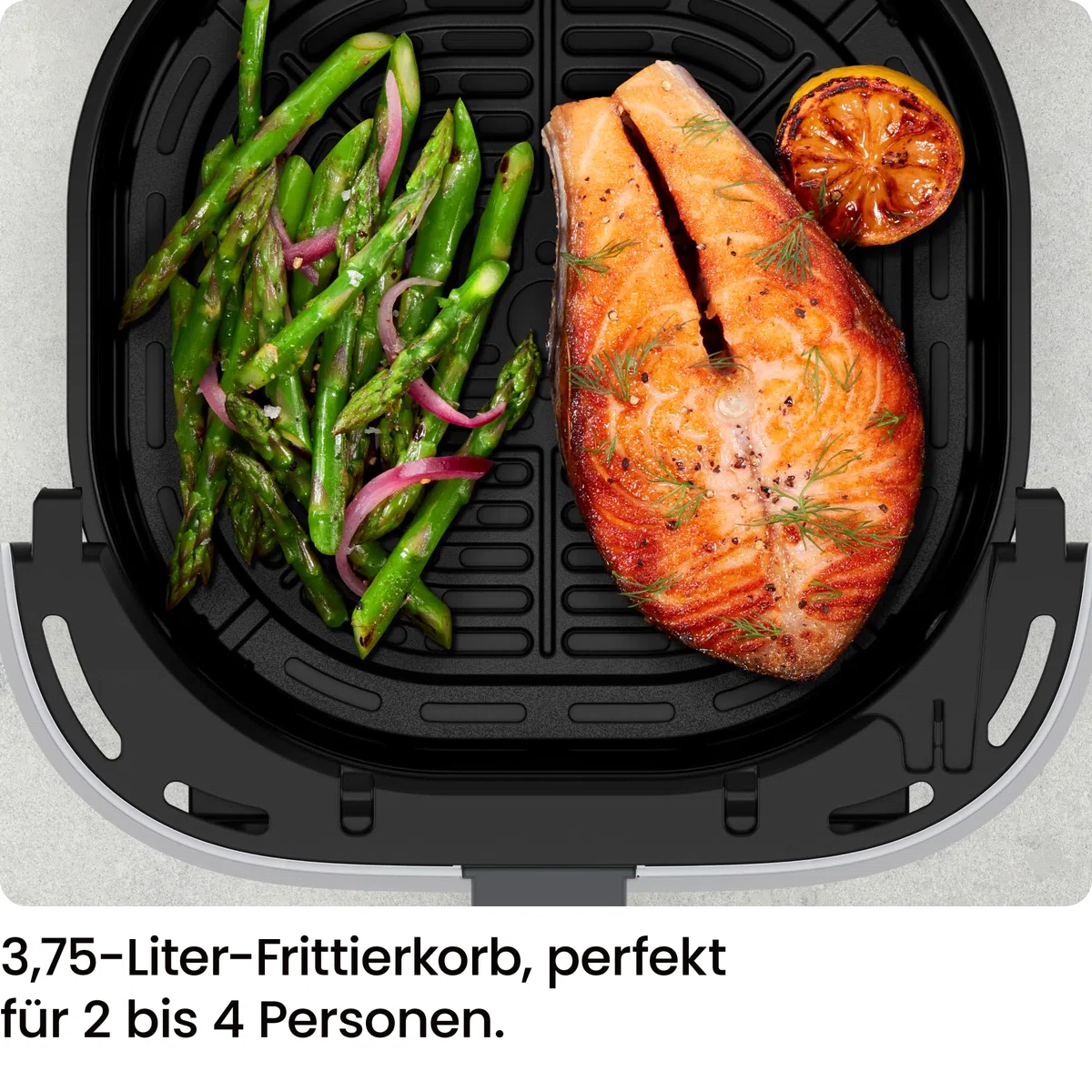 Chefman Heißluftfritteuse 3,75L mit Hi-Fry-Technologie, Sichtfenster | Kompakt, Touch Controls, antihaftbeschichtet, spülmaschinenfest, Schwarz