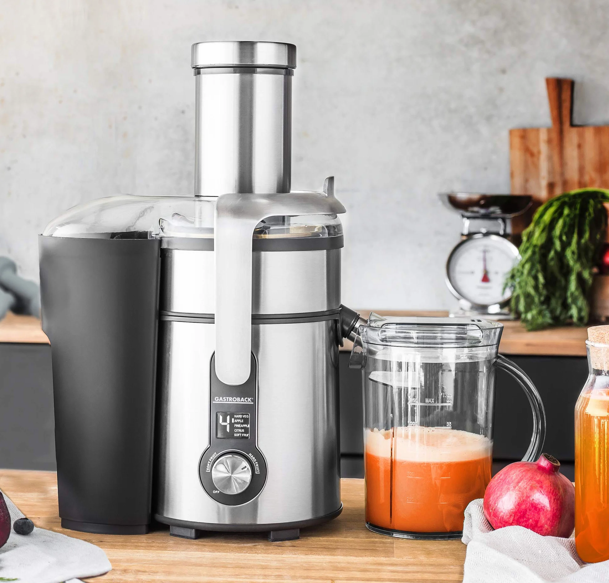 Gastroback Entsafter 40151 Design Multi Juicer Digital, 1300 Watt Profi-Motor, XXL - Einfüllschacht (Ø 84 mm), 5 Geschwindigkeitsstufen