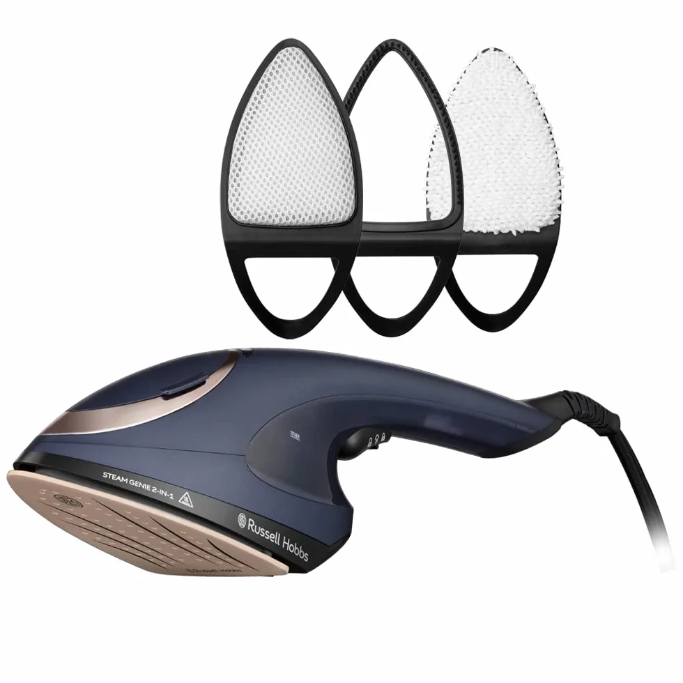 Russell Hobbs Bügeleisen Multi [Dampfglätter + Dampfbügeleisen] Steam Genie 2-in-1 (1700W, 20g/min Dampf, hitzebeständige Tasche,3 Aufsätze: Kleidung, Vorhänge, Polstermöbel) Reisebügeleisen 28370-56