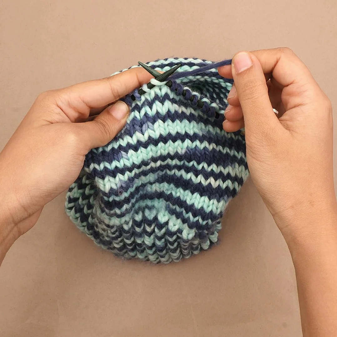 KnitPro Set austauschbare Rundstricknadeln Indigo Wood Short, 3,00 mm - 6,00 mm
