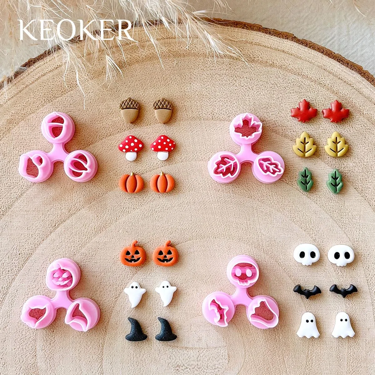 Keoker Mini-Modelliermassen-Schneider für Halloween und Herbst – Ahornblatt-Herbst-Ohrringe, Schmuck-Bastelwerkzeuge
