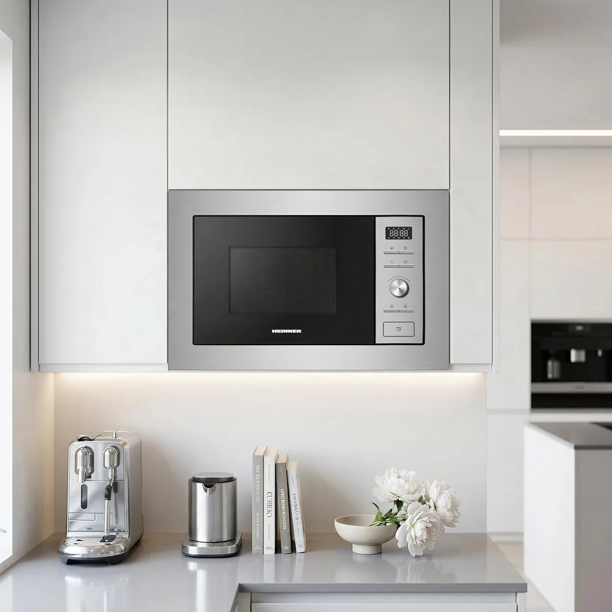 HMW-MDBI28GDIX Einbau-Mikrowellenofen – 28 L Garraum, Digitale Touch-Bedienung, Leistungsstarker Grill, Kombi-Mikrowelle, Automatikprogramme, Edelstahl-Design (Inox), 5 Jahre Garantie