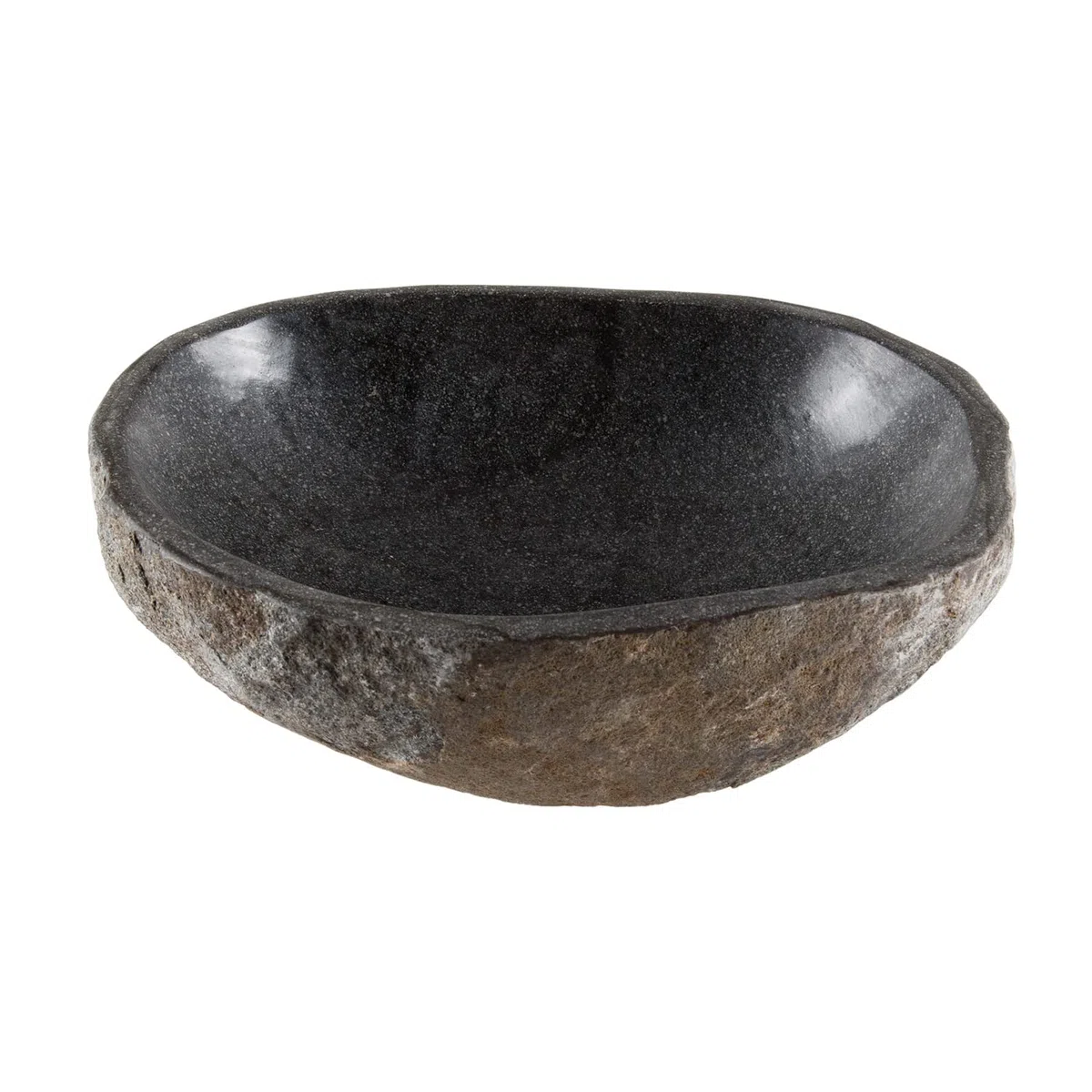 Flussstein Schale grau rund 25 cm - Naturstein Dekoration Steinschale Obstschale Schüssel