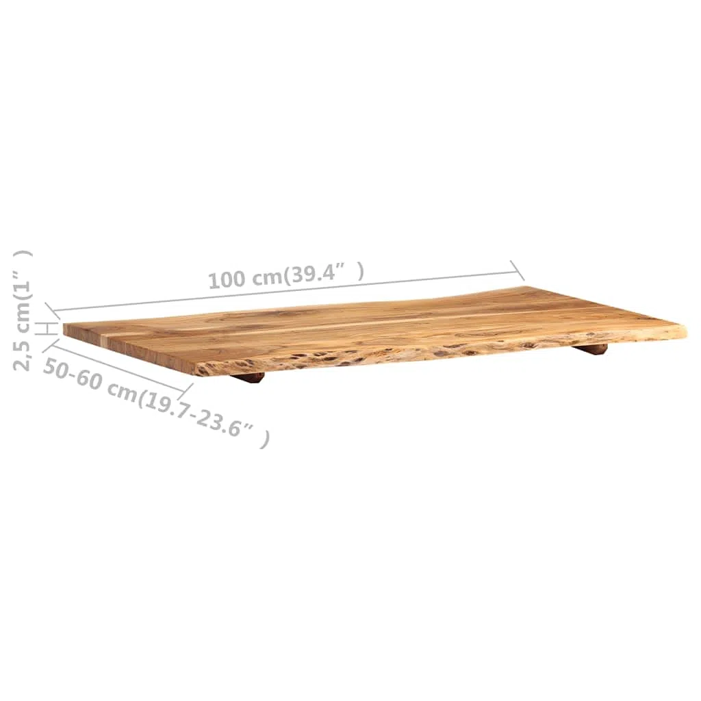 vidaXL Massivholz Tischplatte Baumkante Massivholzplatte Akazie 100x(50-60) x2,5cm
