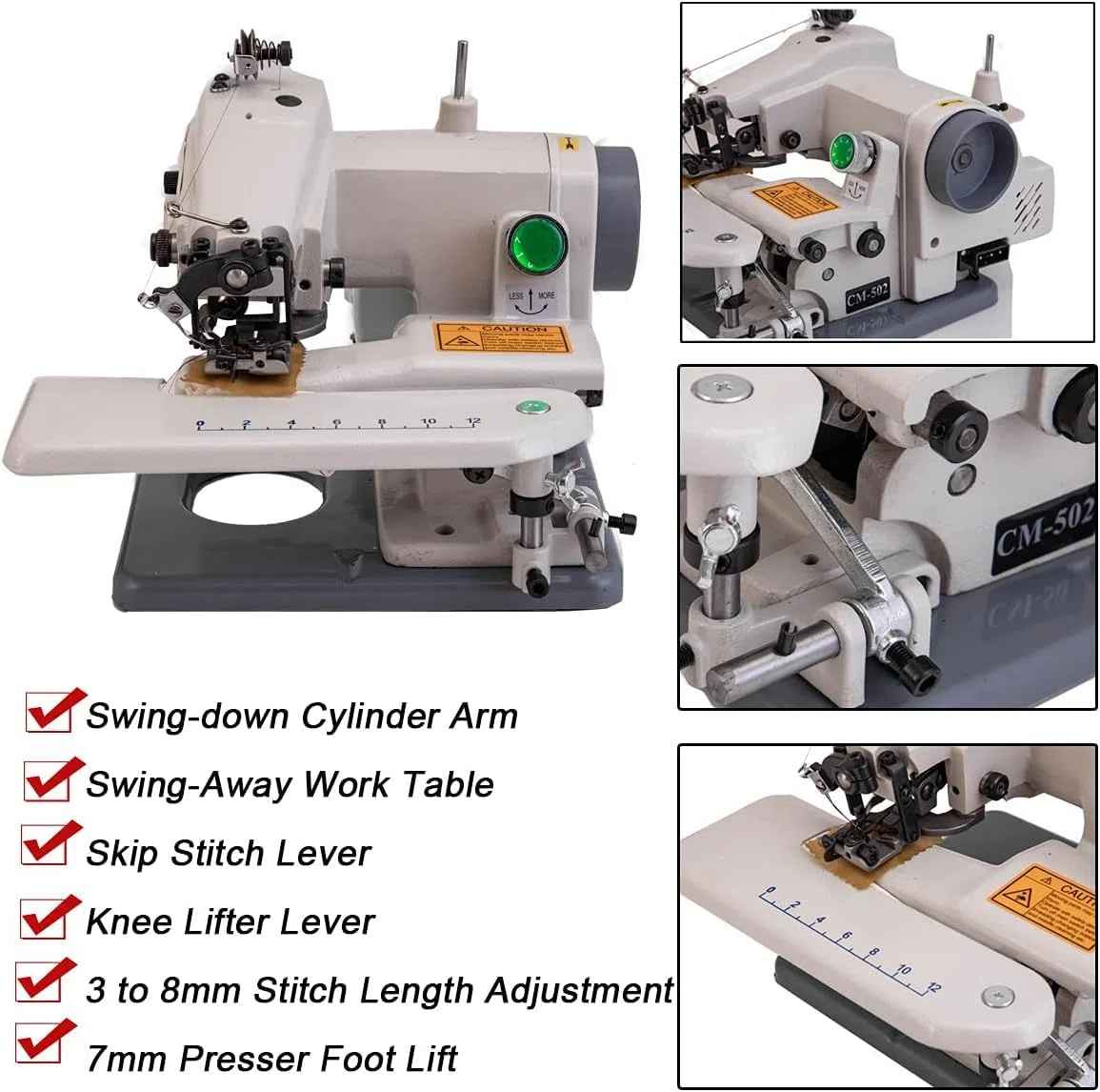 RM-500 Tragbare Blindstich-Nähmaschine Sewing Machine, Desktop-Blindstich-Säumer mit unsichtbarem Saum, Schneider, Nadeln und Nähsteuerungspedal,220V 1200 Stiche/min