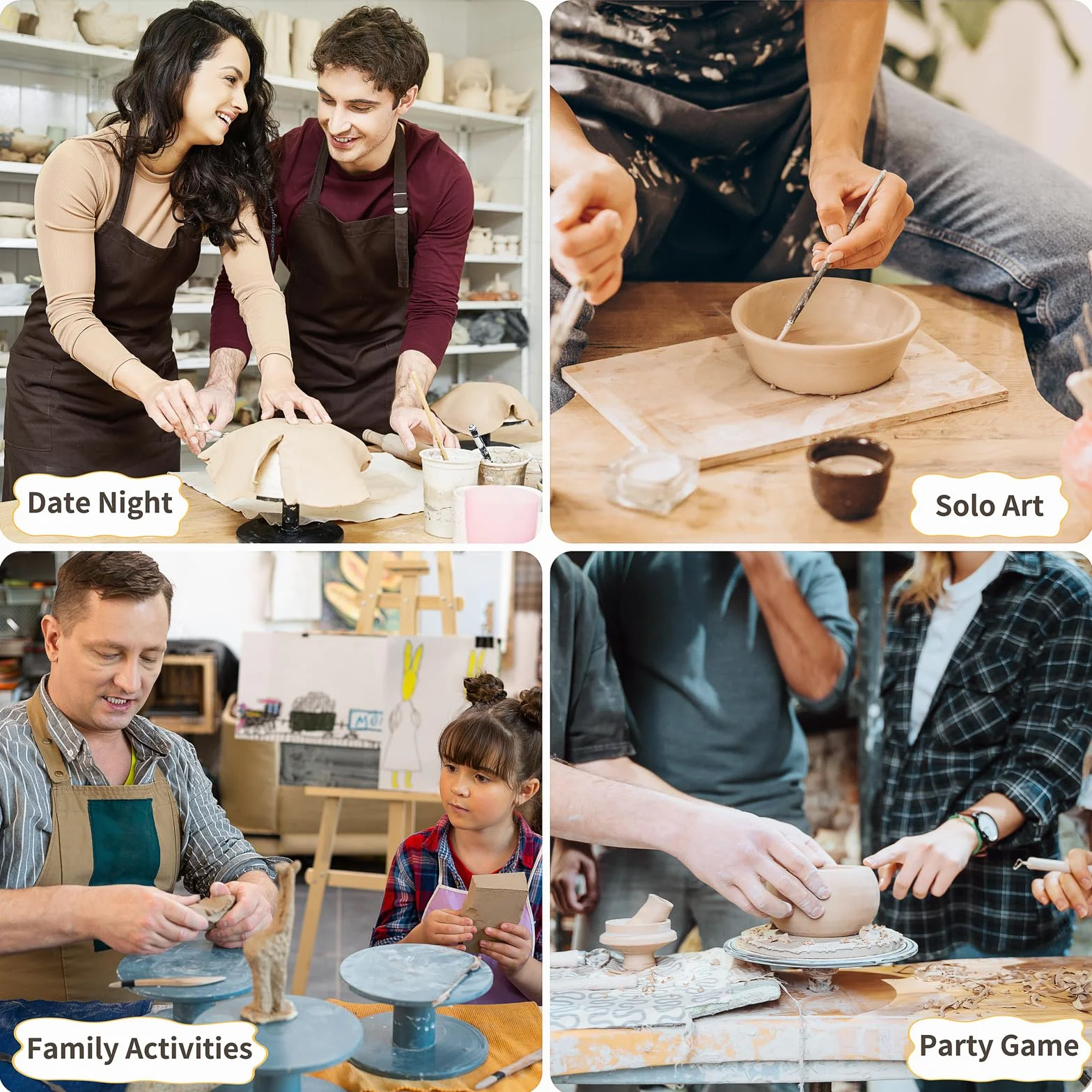 JelyArt Töpferset für Anfänger Lufttrocknender Ton Selbsttrocknender Ton für zuhause - Lufttrocknend DIY Set für Erwachsene Keramik Kreativset Tonset ohne Brennen Geschenke Bastelset (Clay Set)